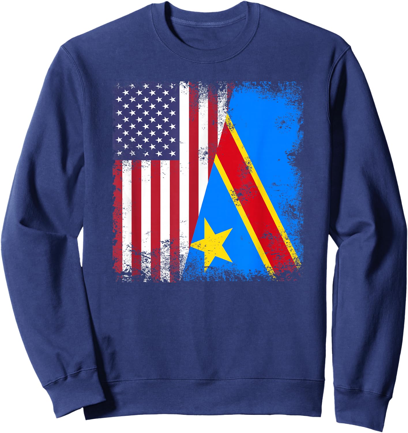Half Congolese Flag | Vintage Congo USA Gift Sweatshirt - Sweatshirt | Navy