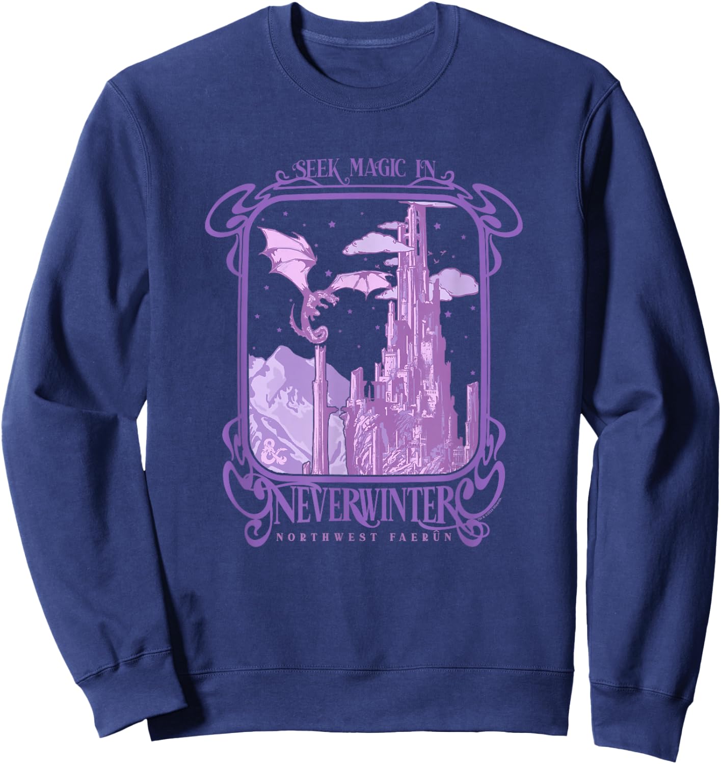 Dungeons & Dragons Seek Magic In Neverwinter Chest Poster V2 Sweatshirt - Sweatshirt | Navy