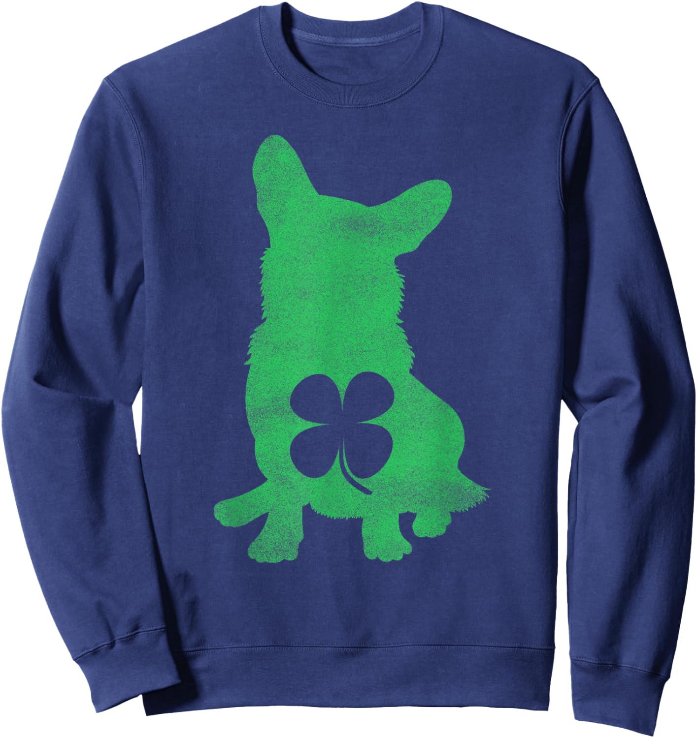 Corgi Dog Shamrock St. Patrick's Day Irish Saint Paddy's Sweatshirt - Sweatshirt | Navy