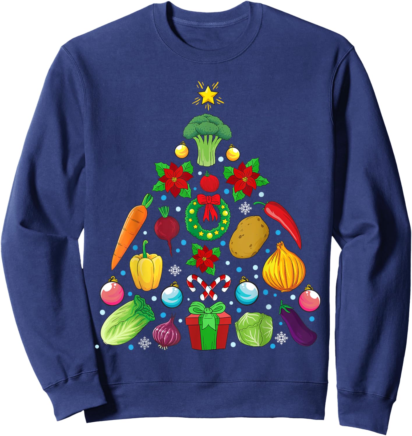 Vegetables Christmas Tree Vegan Gift Sweatshirt - Sweatshirt | Navy