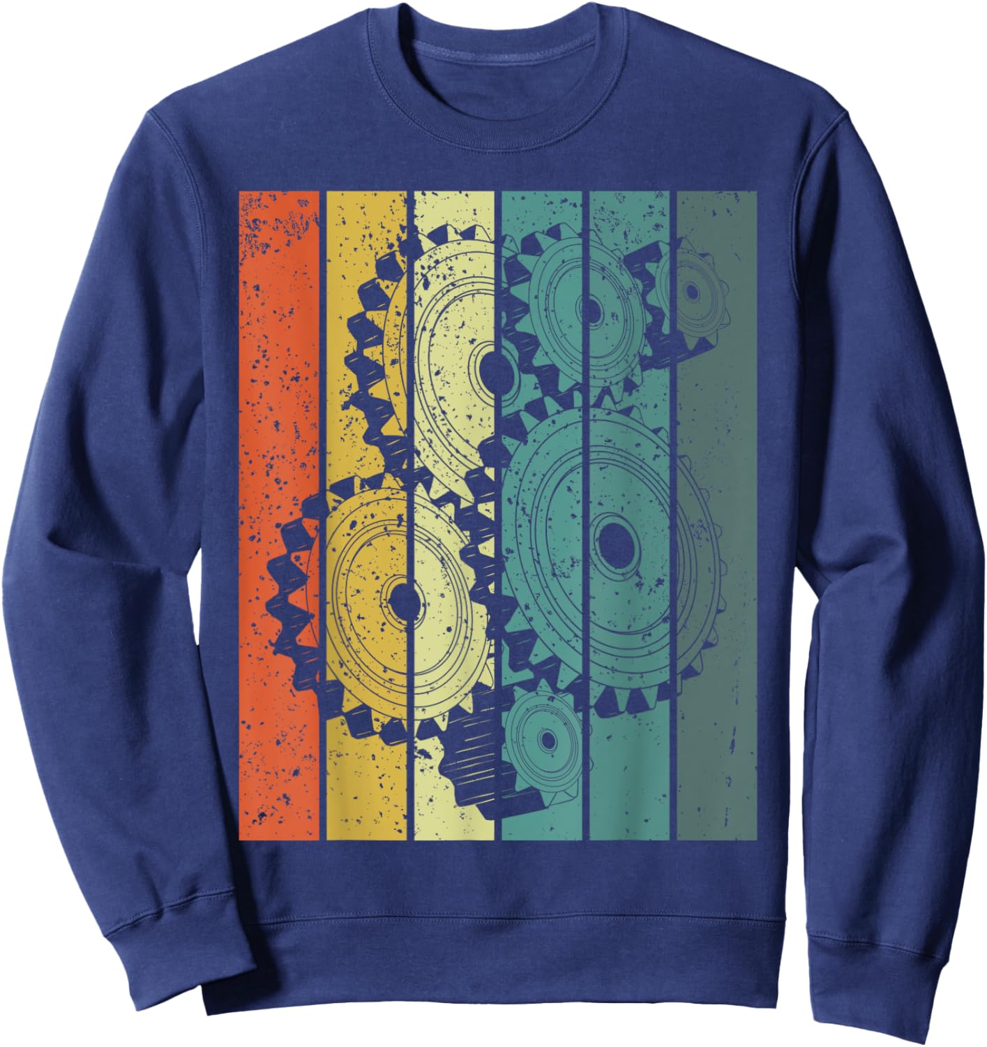 Mechanical Engineer Funny Retro Cogs Engineering Gear Sweatshirt - Sweatshirt | Navy