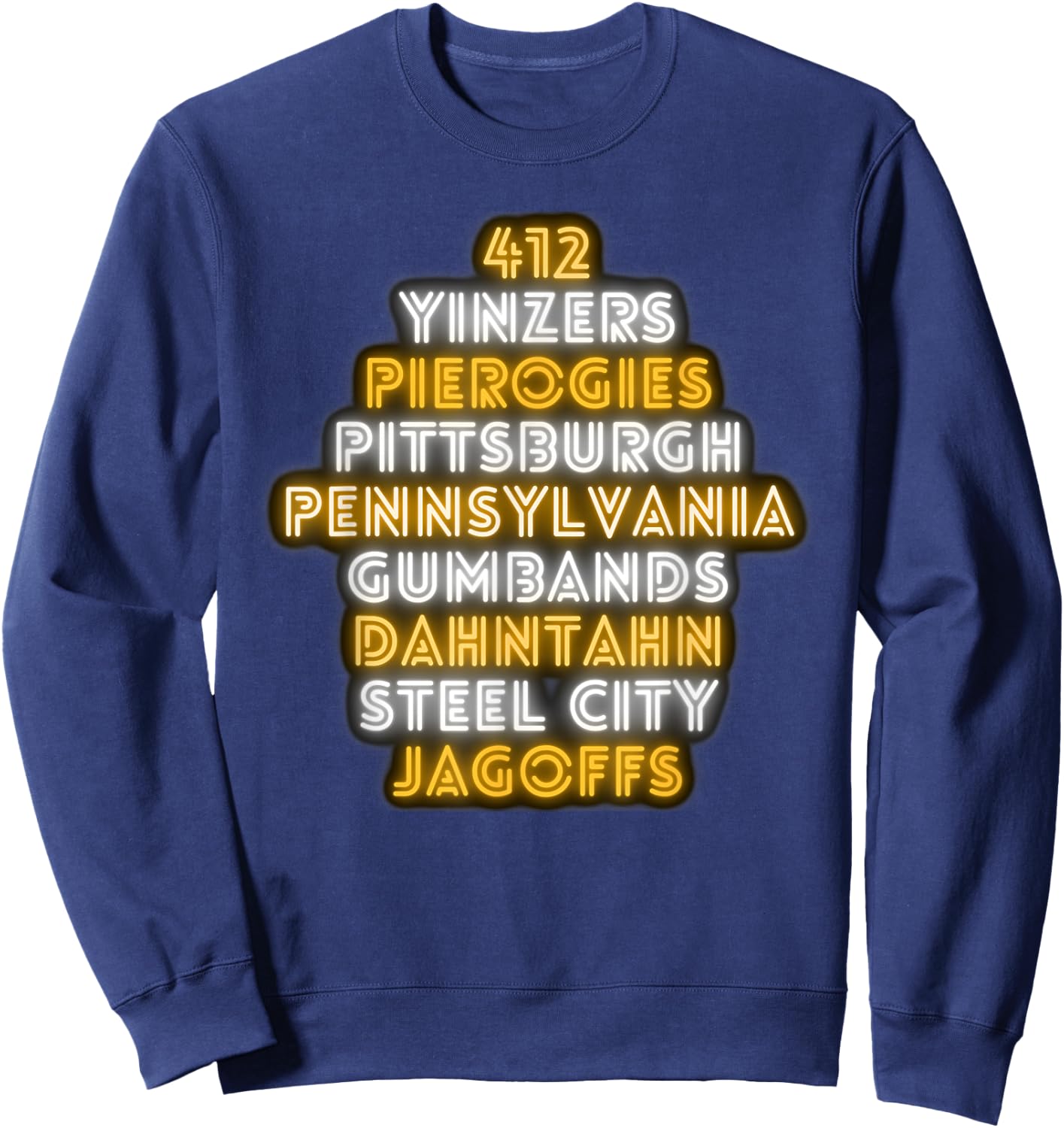 Pittsburgh 412 Jagoffs Yinzers Funny Retro Sweatshirt - Sweatshirt | Navy