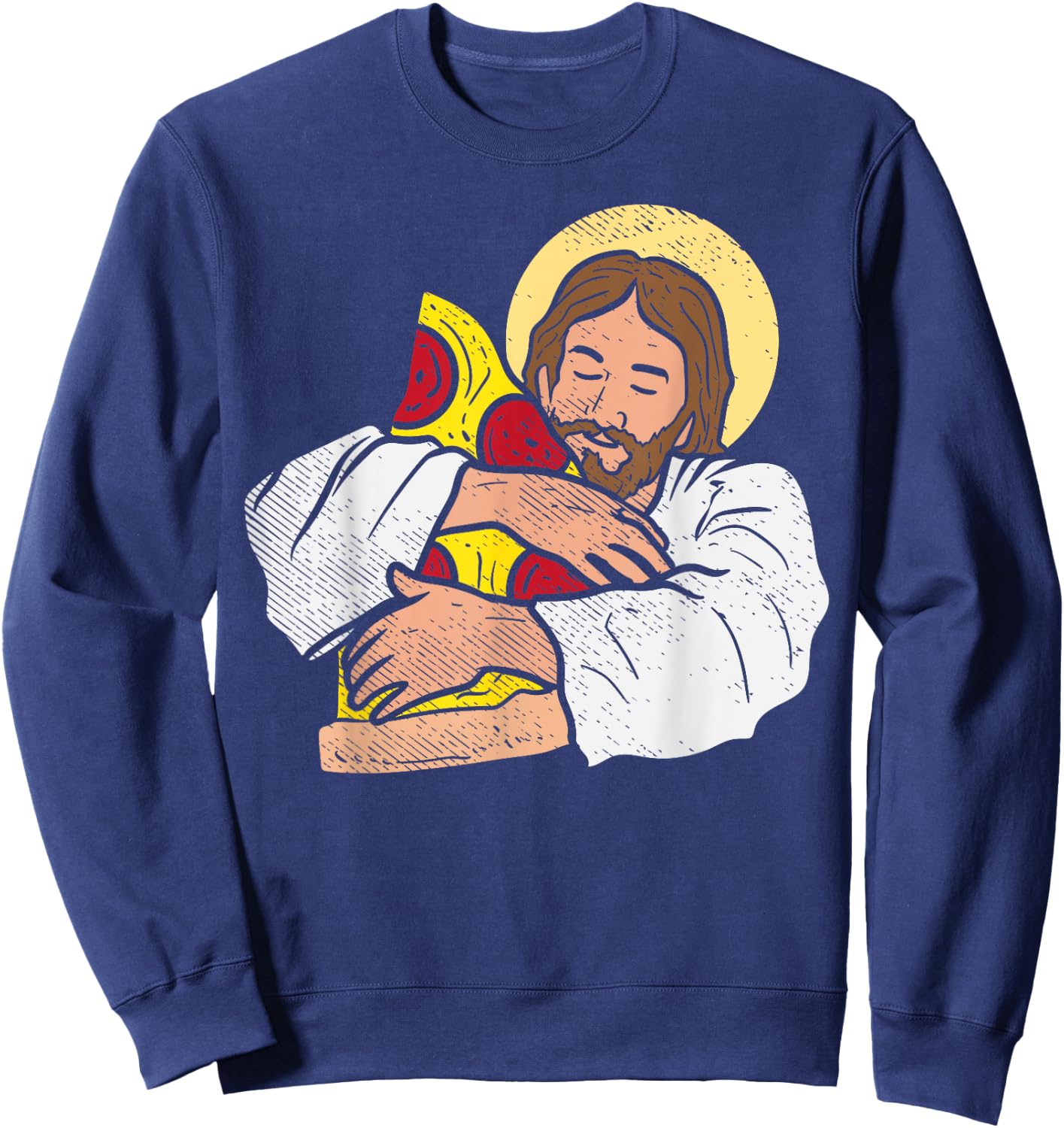 Food Lover Jesus Pizza Funny God Christ Snack Christian Gift Sweatshirt - Sweatshirt | Navy