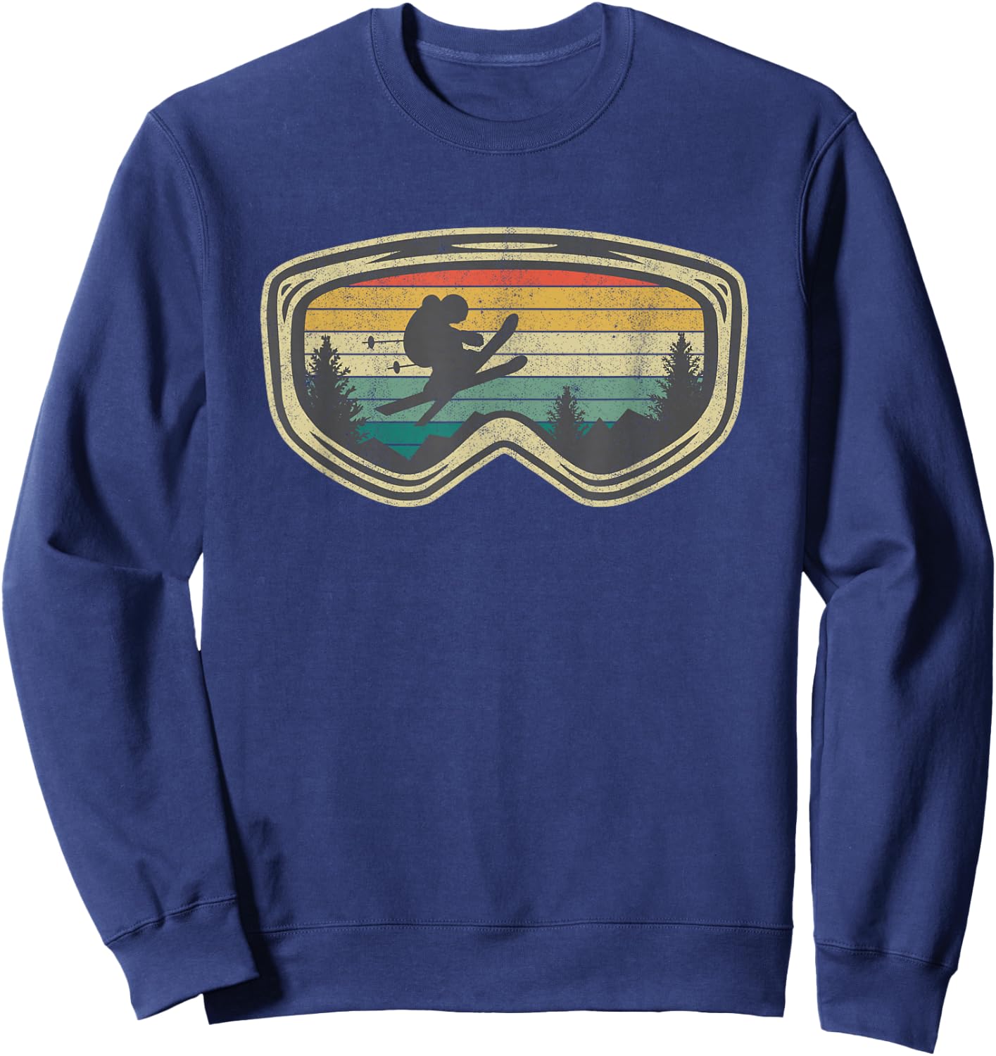 Ski Goggles Mountain Snow Skiing Retro Winter Vacation Gift Sweatshirt - Sweatshirt | Navy