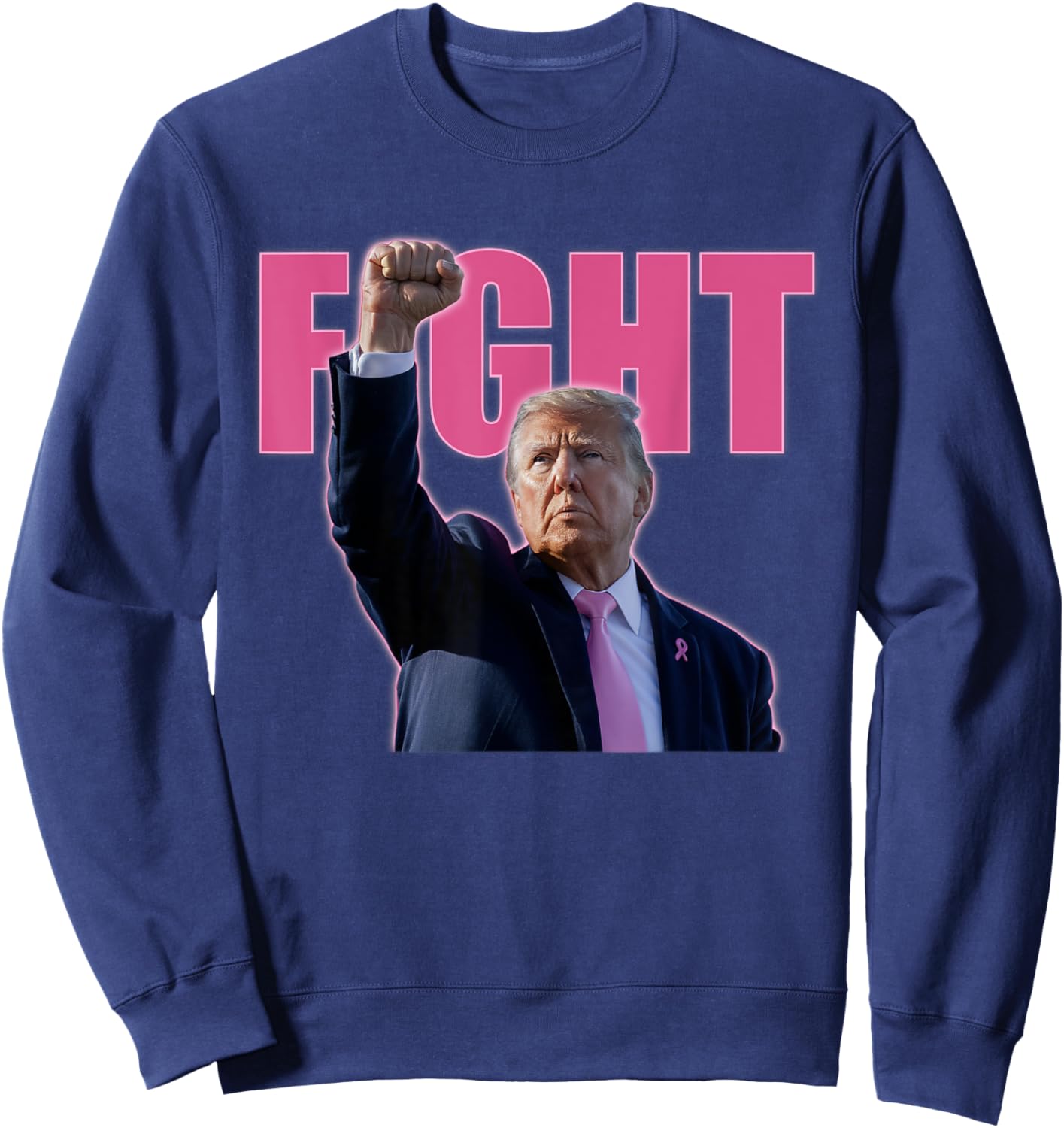 Trump Breast Cancer Awareness Survivor Fighter Sweatshirt - Sweatshirt | Navy