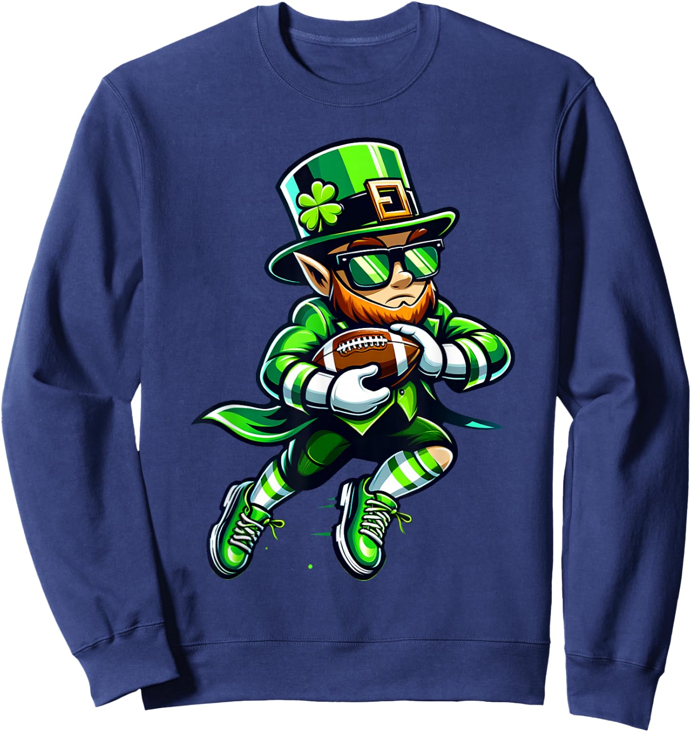 Leprechaun Playing Football St Patricks Day Sport Boys Sweatshirt - Sweatshirt | Navy