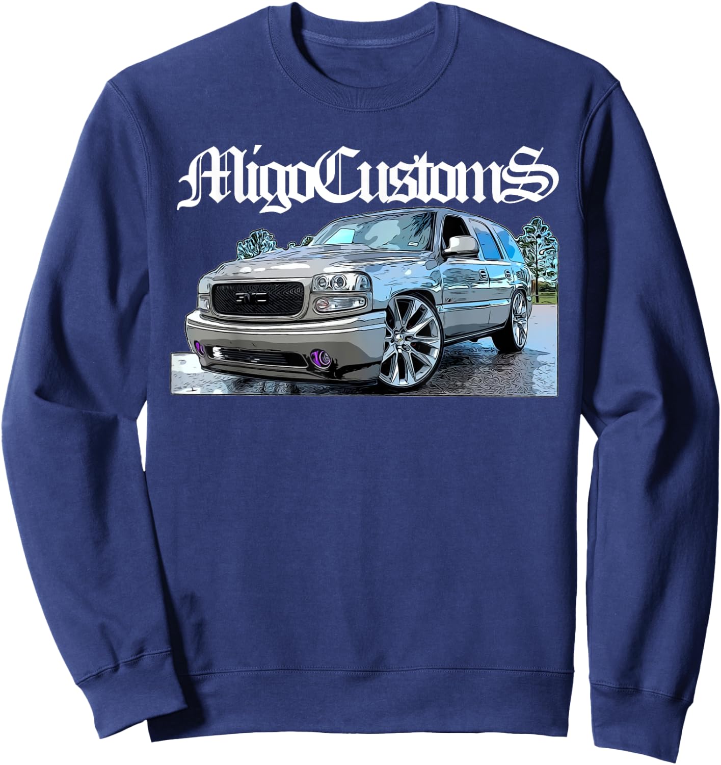 Custom Lowered Yukon, Tahoe SUV Trucks Sweatshirt - Sweatshirt | Navy
