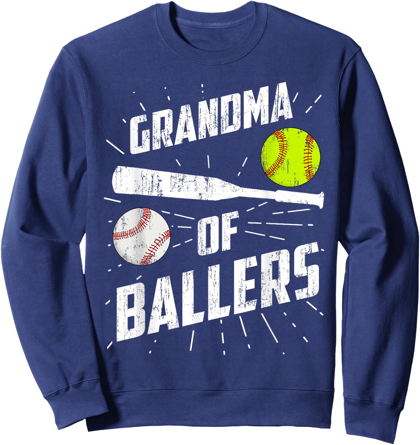 Grandma Of Ballers Funny Baseball Softball Mothers Day Gift Sweatshirt - Sweatshirt | Navy