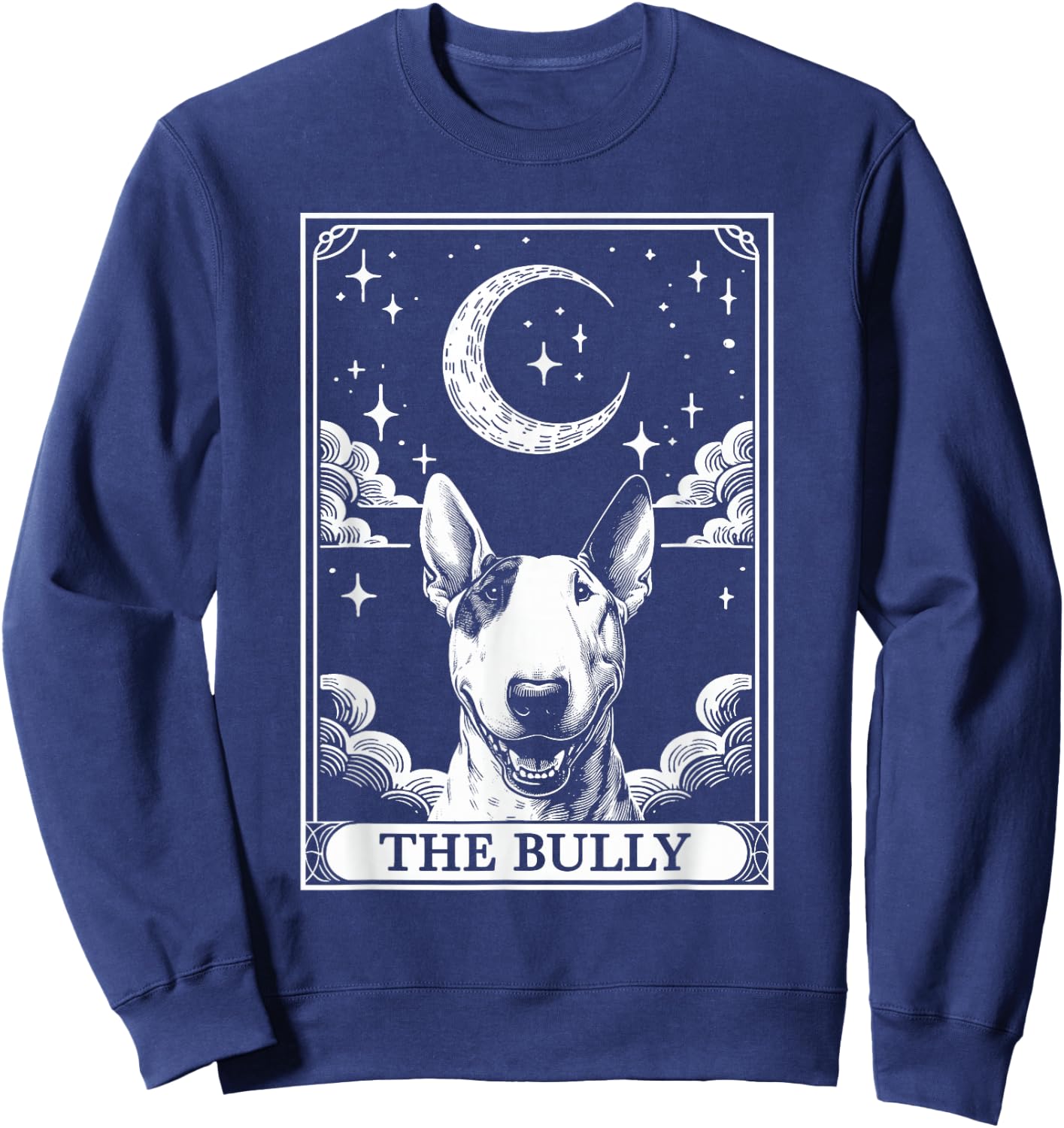 Tarot Card Vintage Crescent Moon Bull Terrier Bully Dog Mom Sweatshirt - Sweatshirt | Navy