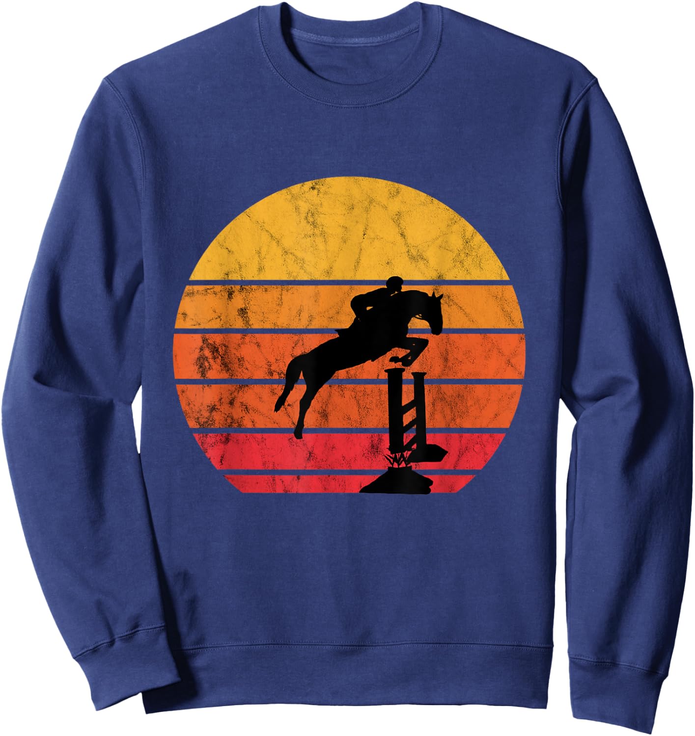 Jumping riding, retro, vintage, sunset, jumping horse Sweatshirt - Sweatshirt | Navy
