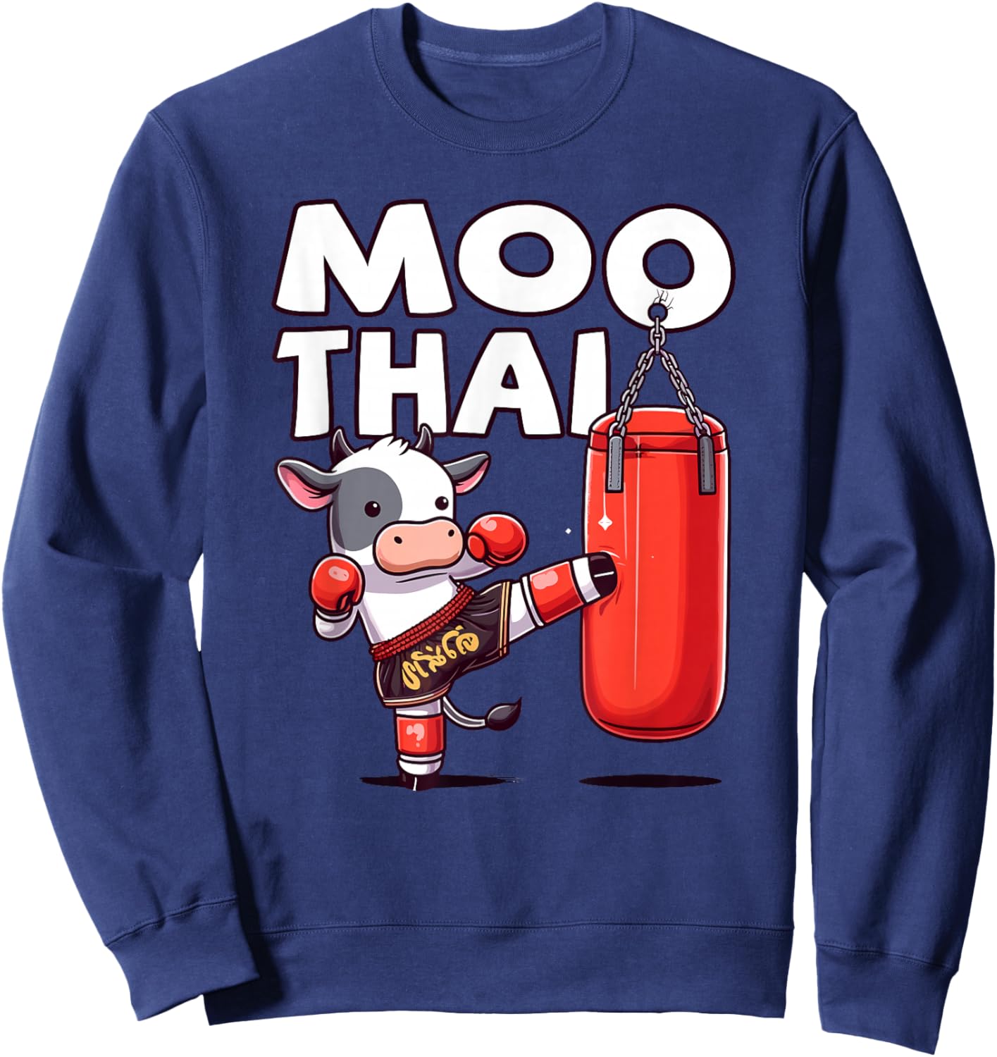 Muay Thai, Moo Thai | Thai Boxing For Youth, Muay Thai Cow Sweatshirt - Sweatshirt | Navy
