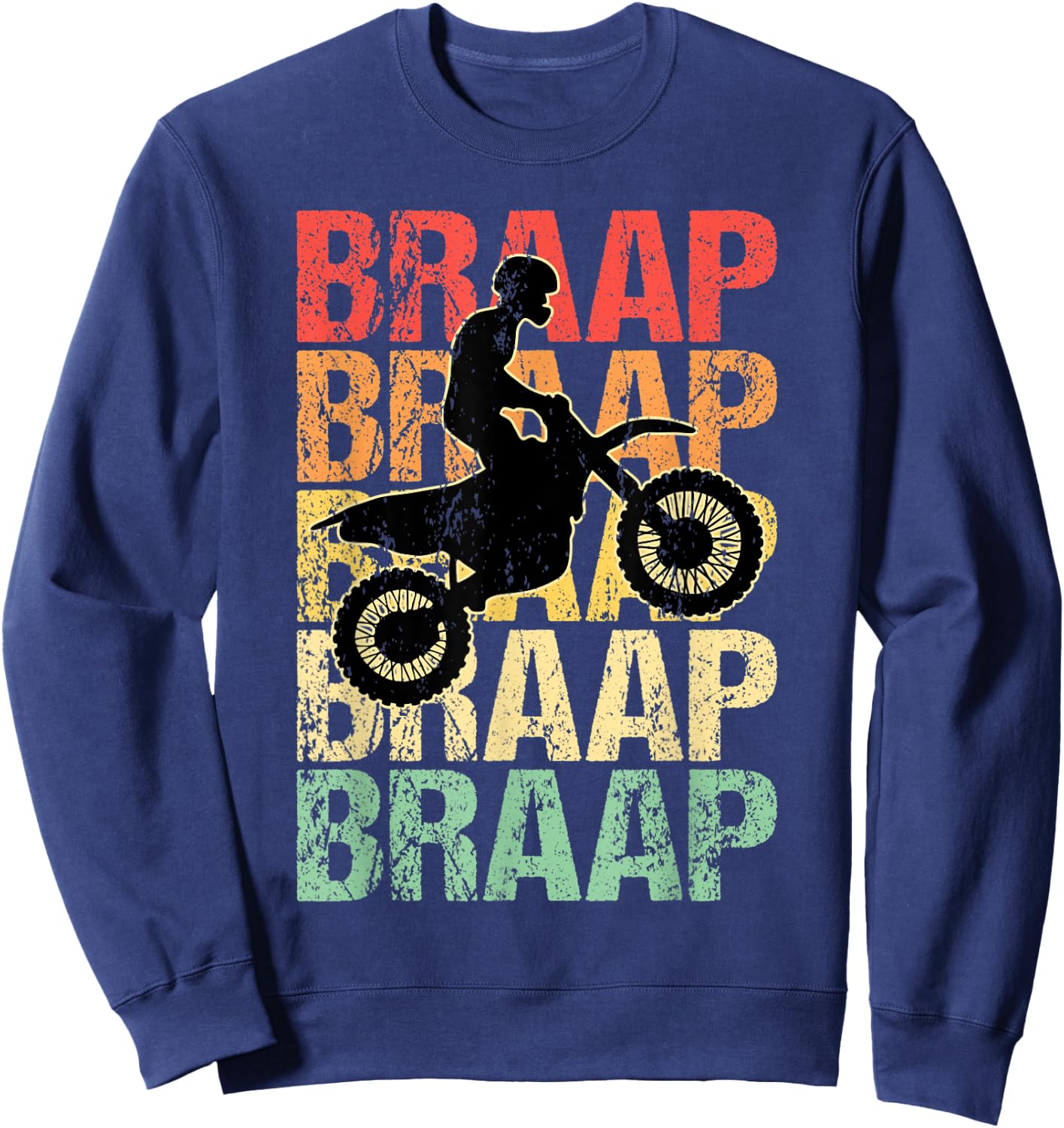 Braap Brap Motocross Vintage Sweatshirt - Sweatshirt | Navy