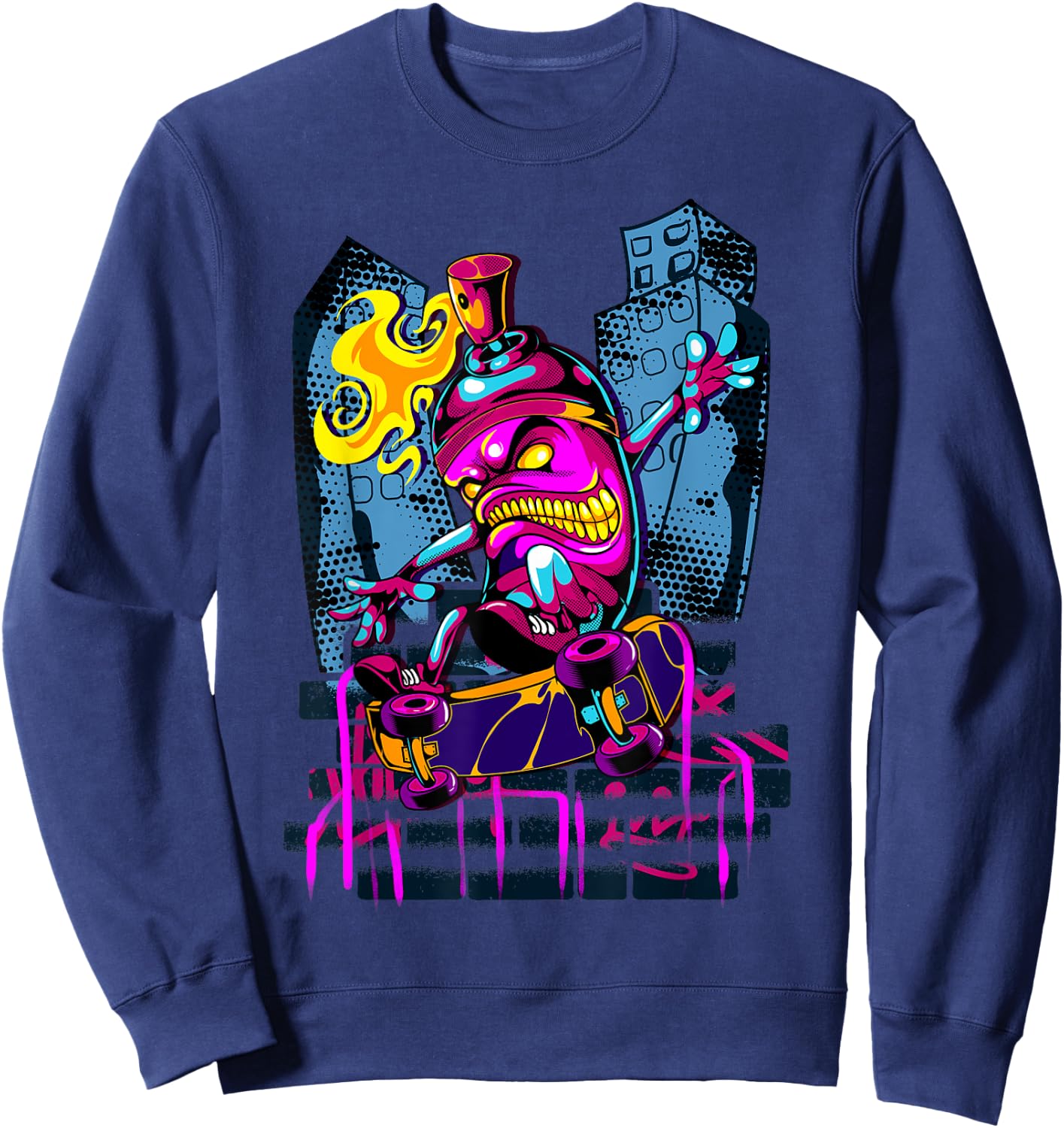 Graffiti Art Spray Paint Urban Street Art Skateboard Sweatshirt - Sweatshirt | Navy