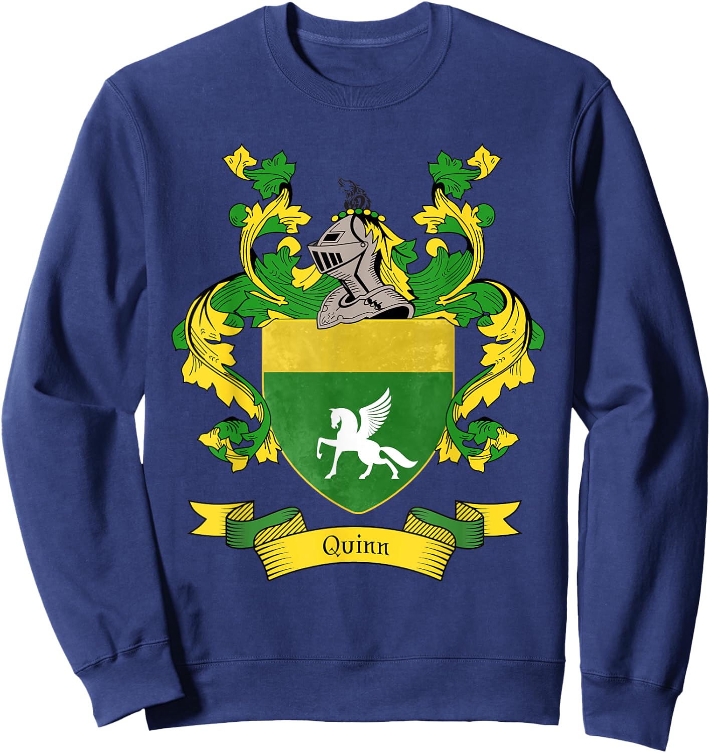 Quinn Coat of Arms | Quinn Surname Family Crest Sweatshirt - Sweatshirt | Navy