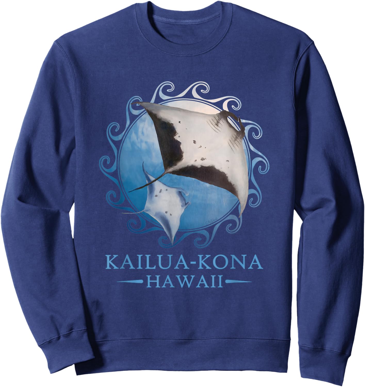 Kailua-Kona Hawaii Stingray Manta Ray Ocean Animals Sweatshirt - Sweatshirt | Navy