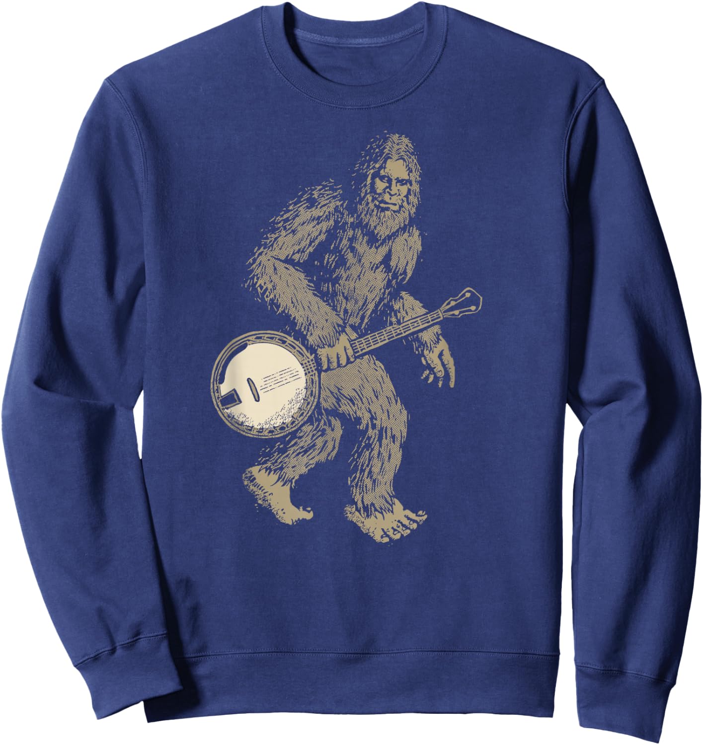 Grassquatch! Vintage Bigfoot & Bluegrass Banjo Music Sweatshirt - Sweatshirt | Navy
