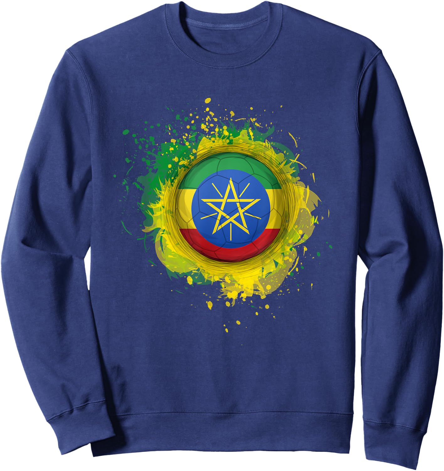 Proud Heritage Ethiopia Flag Soccer Ball Sweatshirt - Sweatshirt | Navy