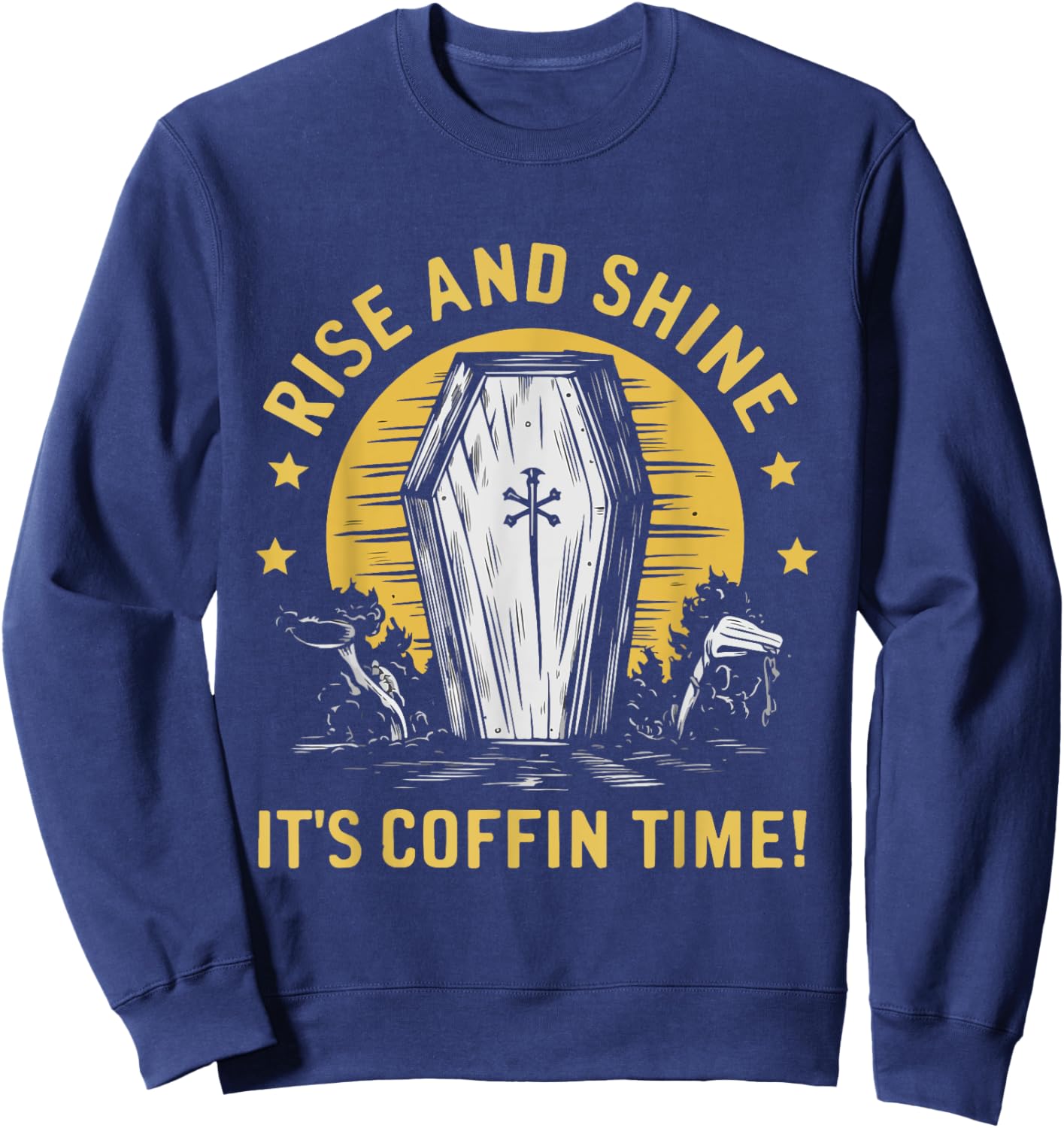 Rising Coffin Humor Funny Casket Funeral Horror Costume Sweatshirt - Sweatshirt | Navy