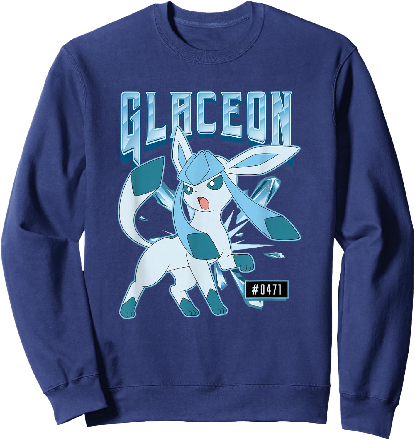 Pokémon Glaceon #0471 Ice Type Eeveelution Portrait Sweatshirt - Sweatshirt | Navy