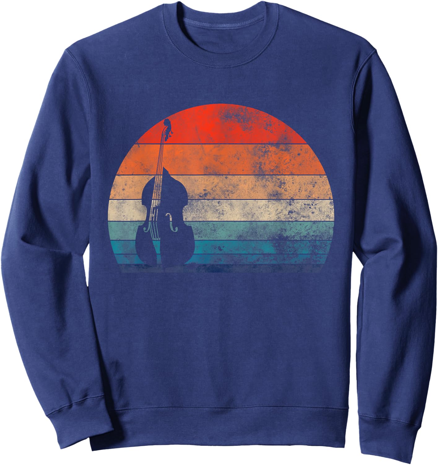 Retro Vintage Double Bass Musician Sweatshirt - Sweatshirt | Navy