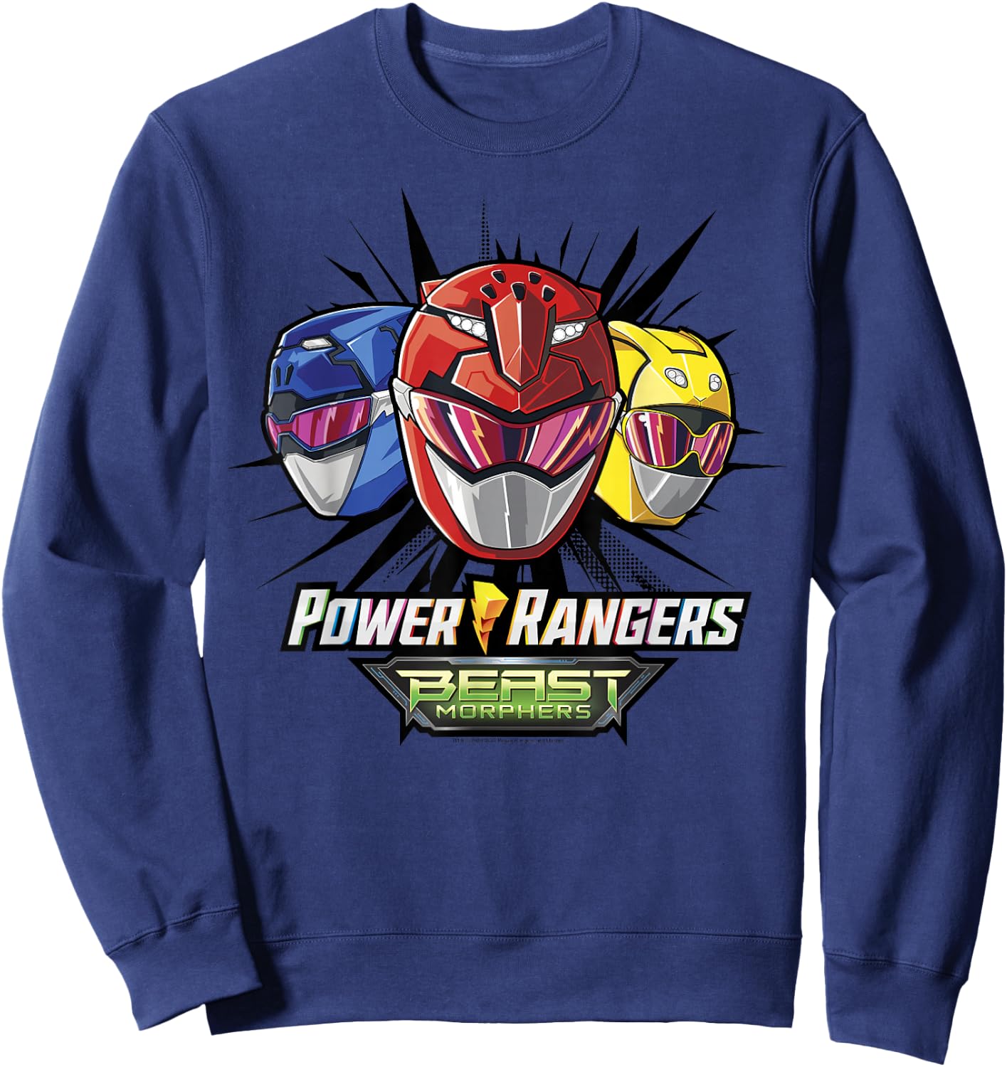 Power Rangers Group Shot Beast Morphers Helmets Sweatshirt - Sweatshirt | Navy