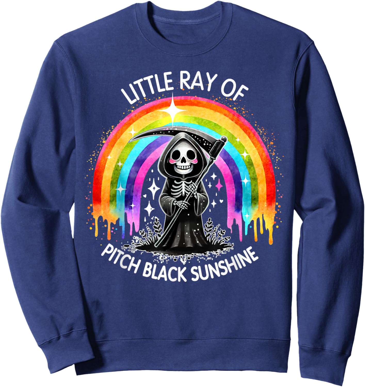 Little Ray Of Pitch Black Sunshine Death Rainbow Halloween Men Women Kids Sweatshirt - Sweatshirt | Navy