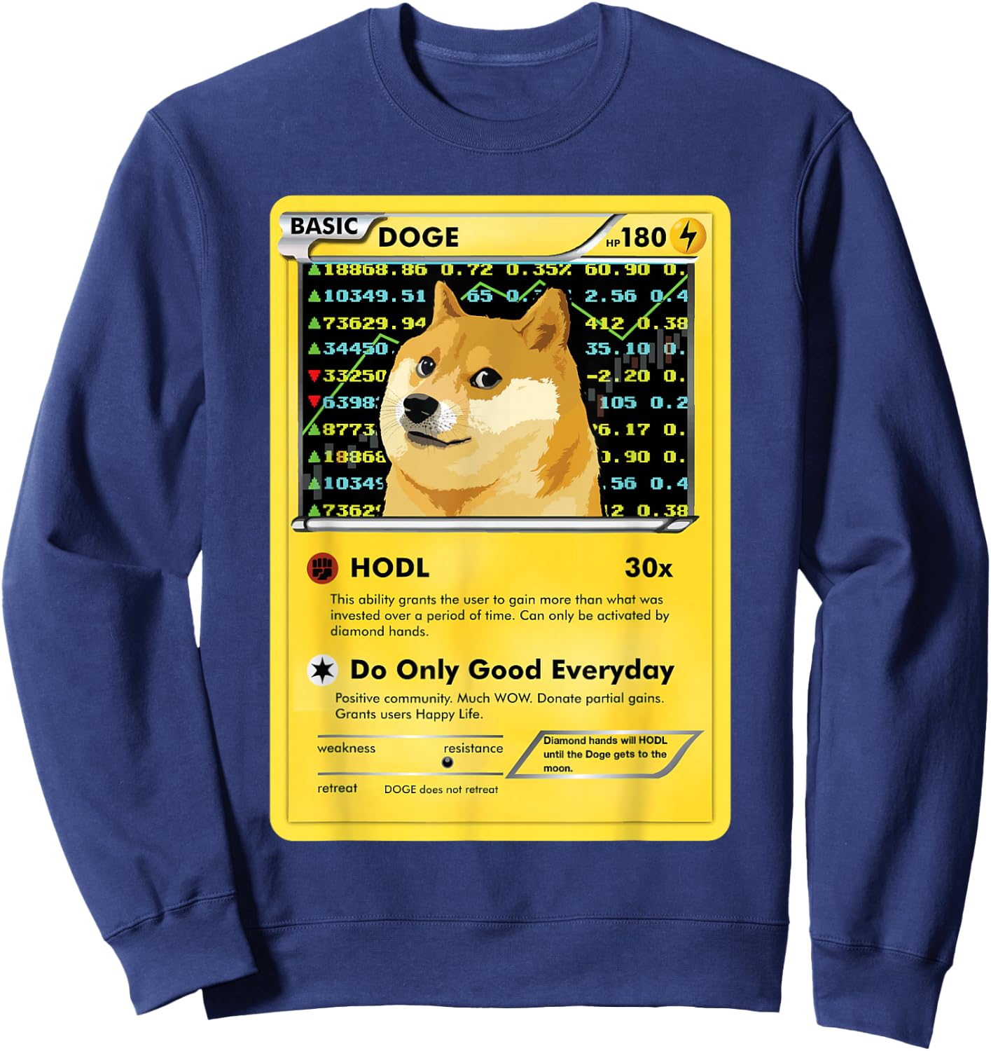 Funny Dogecoin Doge HODL Card Crypto Meme Men Kids Small Sweatshirt - Sweatshirt | Navy