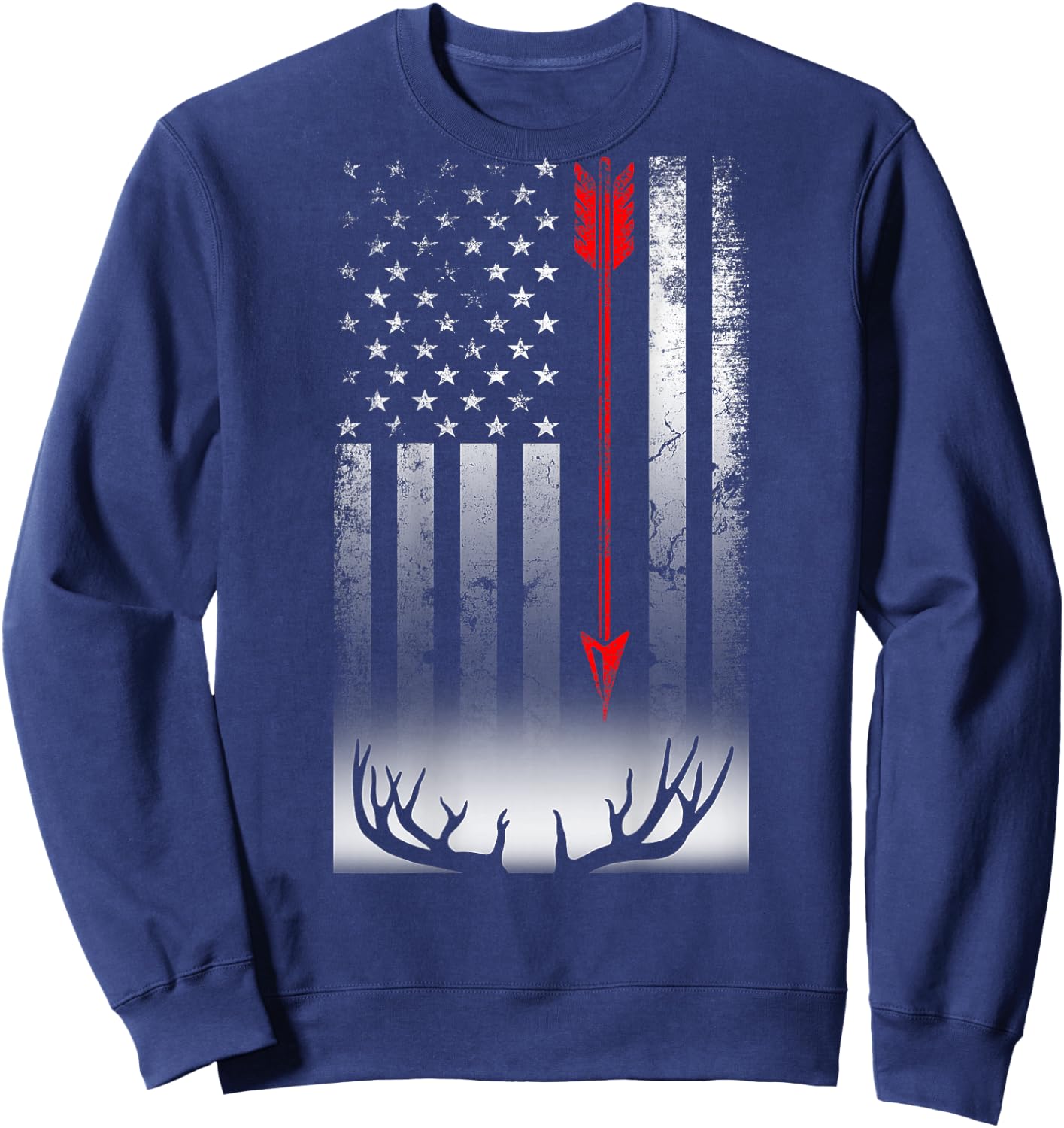 Bow deer hunting American flag Bow Hunting Lover Gift Sweatshirt - Sweatshirt | Navy