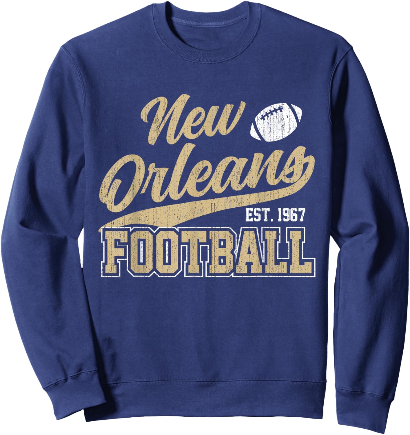New Orleans Distressed Football Team Fan Sports Sweatshirt - Sweatshirt | Navy