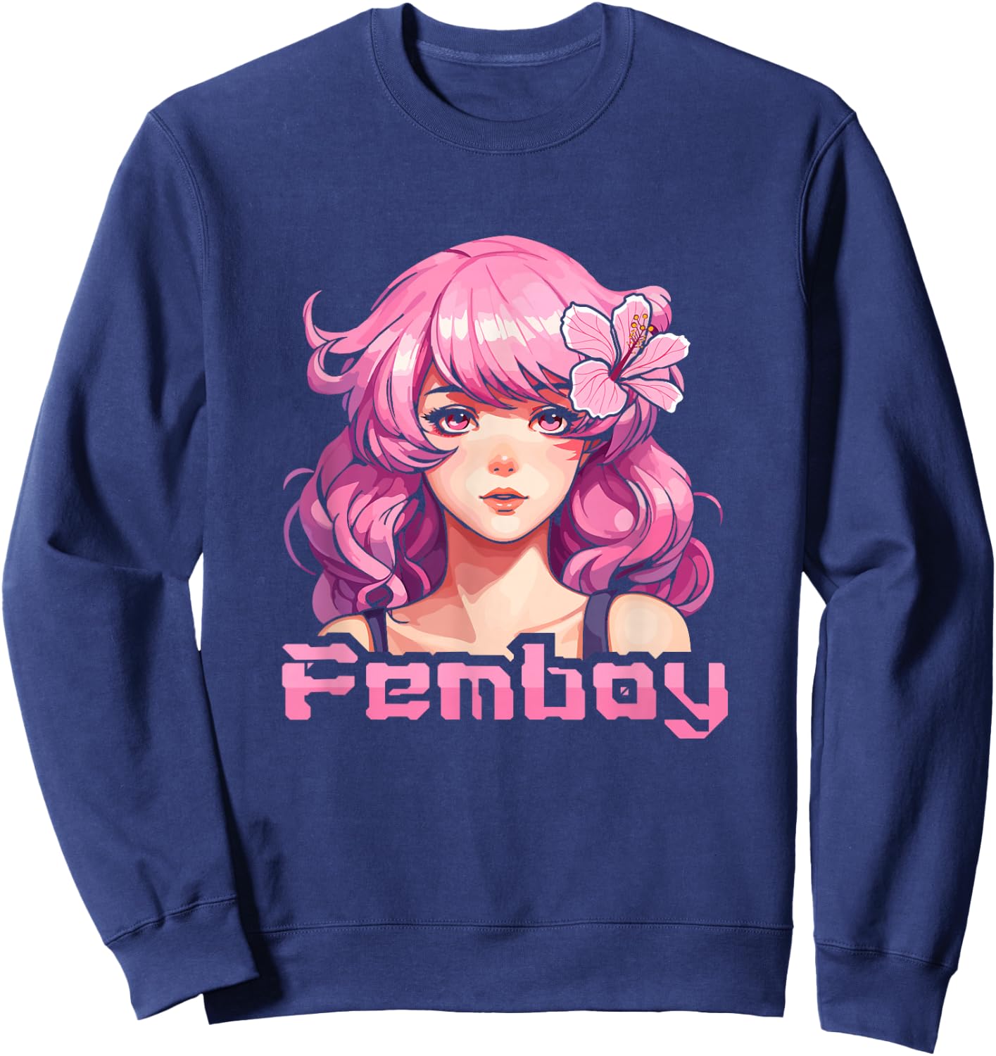 Femboy Anime Cool Japanese Japan Cosplay Otaku Manga Kawaii Sweatshirt - Sweatshirt | Navy