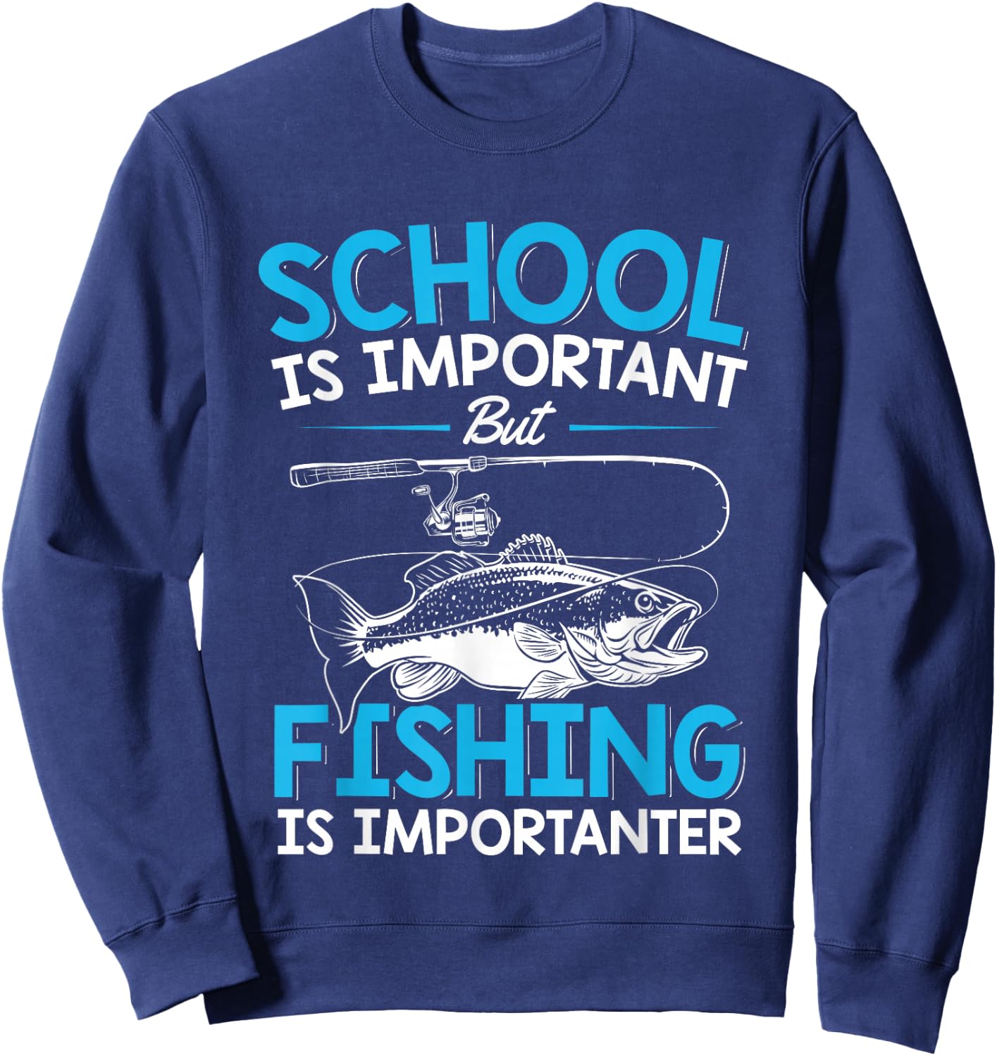 Fishing Shirt Youth Boys Fish Lover Teen Boys Fishing Sweatshirt - Sweatshirt | Navy