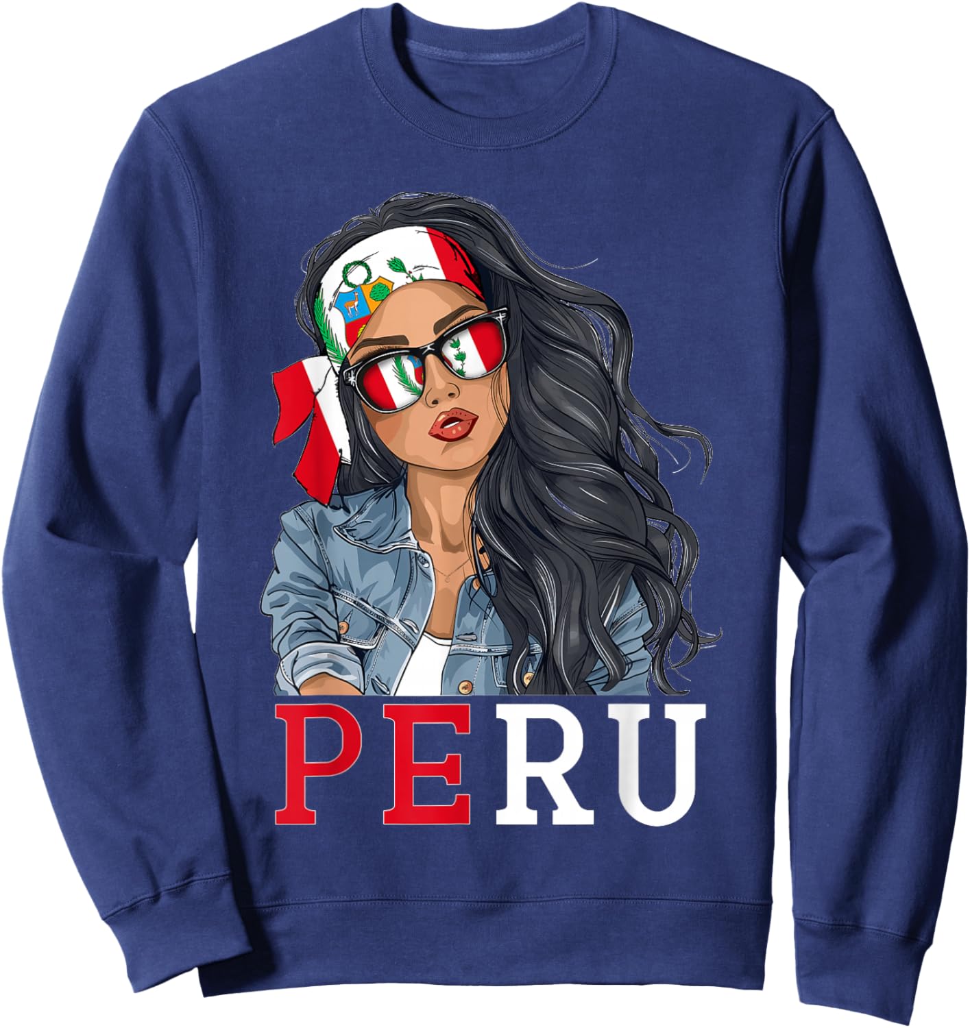 Peruvian Woman Products Flag Uniform Heritage Peru Sweatshirt - Sweatshirt | Navy