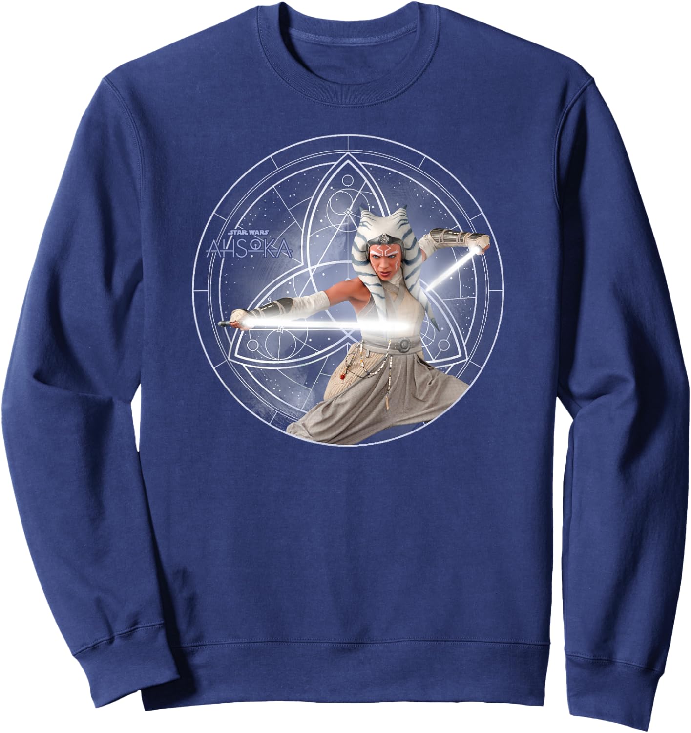 Star Wars Ahsoka Part 5 White Costume Lightsabers & Star Map Sweatshirt - Sweatshirt | Navy