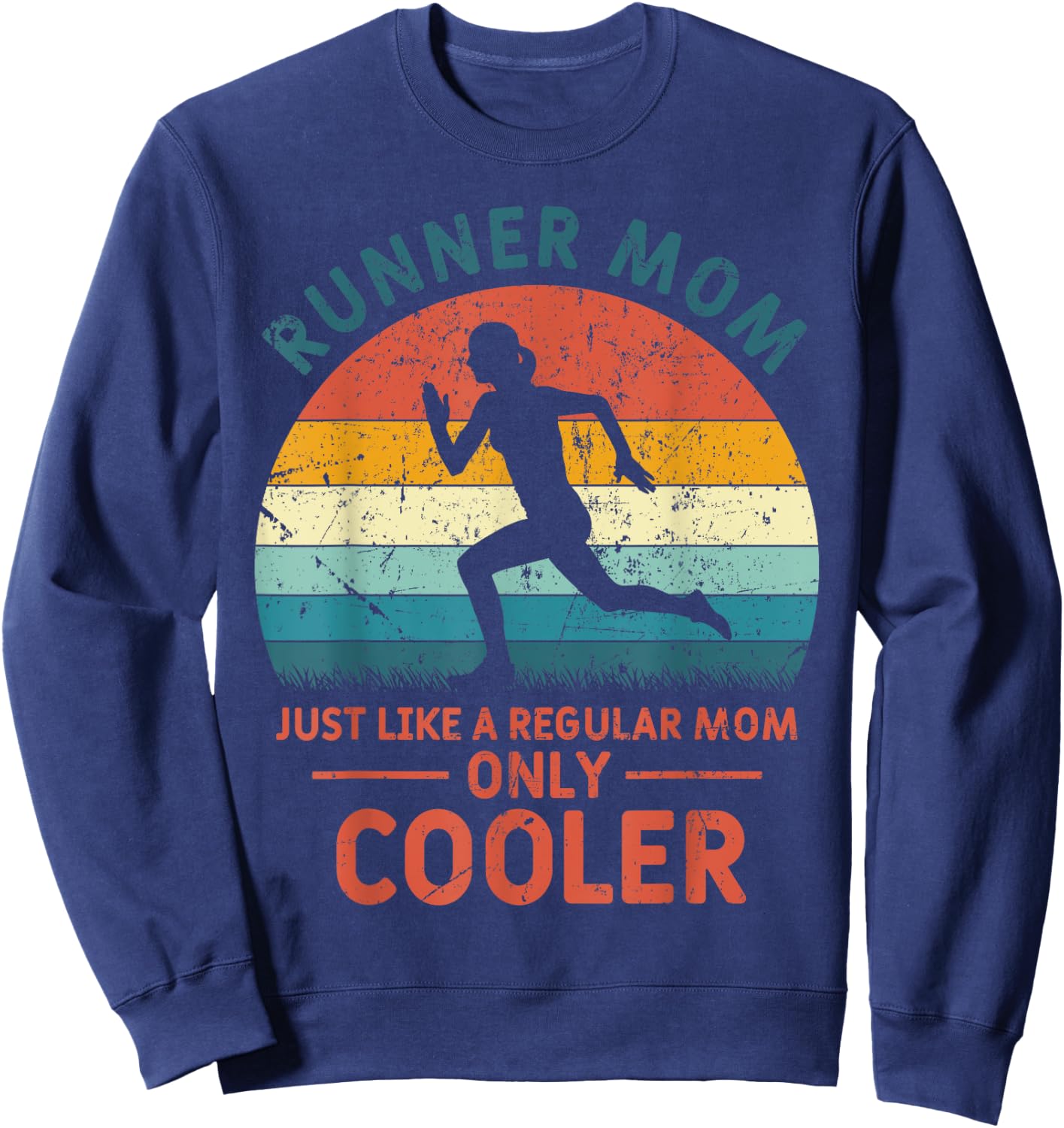 Runner Mom Funny Marathon Running Jogging Mother's Day Sweatshirt - Sweatshirt | Navy