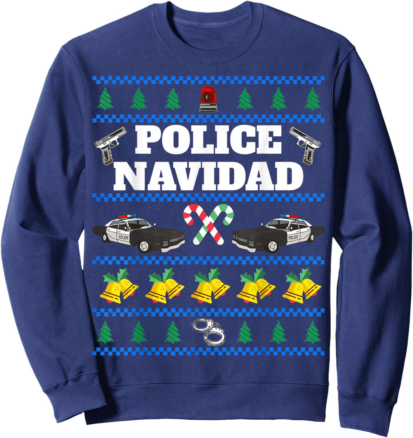 Police Navidad Ugly Christmas Sweater Sweatshirt - Sweatshirt | Navy