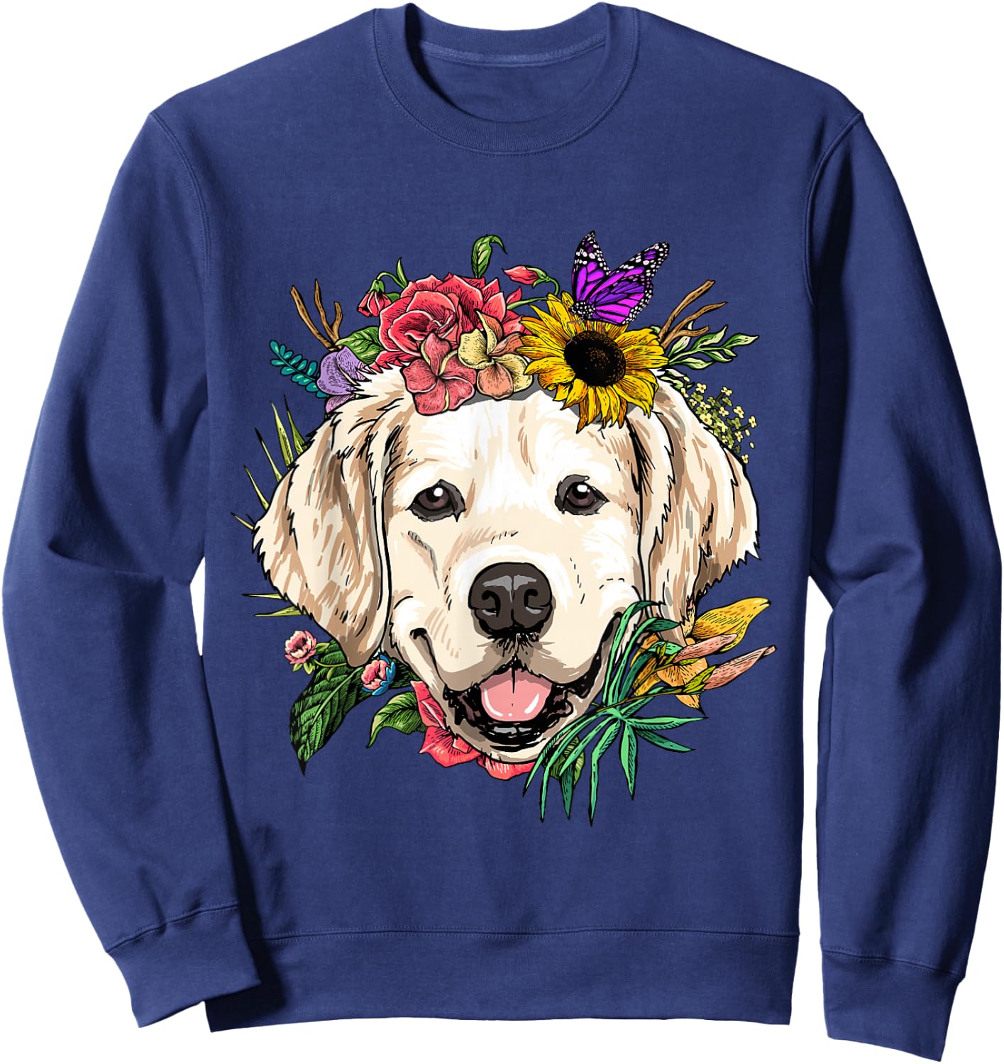 Golden Retriever Shirt Dog Face Golden Retriever Lover Sweatshirt - Sweatshirt | Navy
