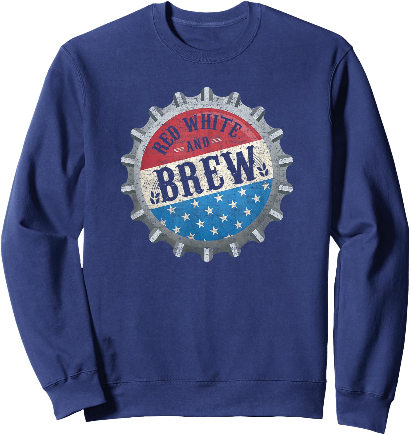 Red White And Brew 4th Of July Craft Beer Father Sweatshirt - Sweatshirt | Navy