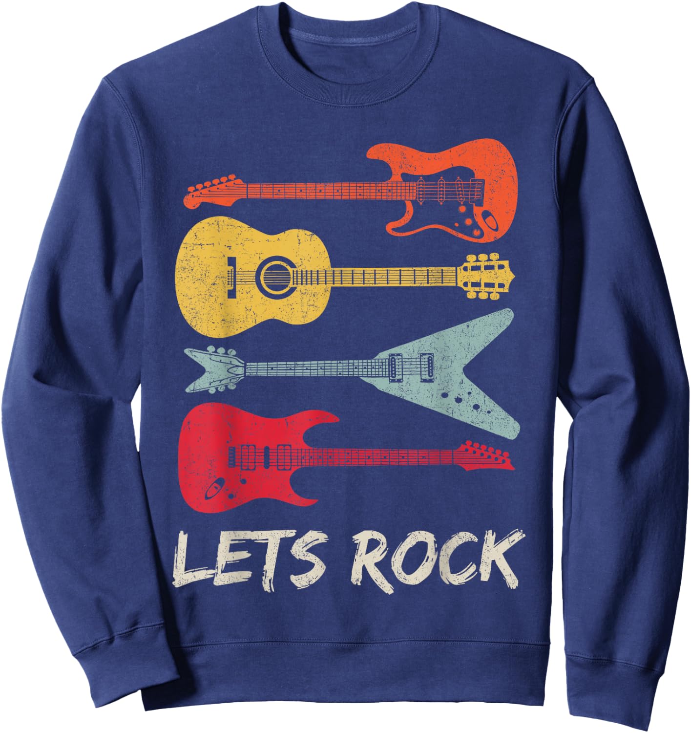 Lets Rock n Roll Guitar Retro Gift Men Women Sweatshirt - Sweatshirt | Navy