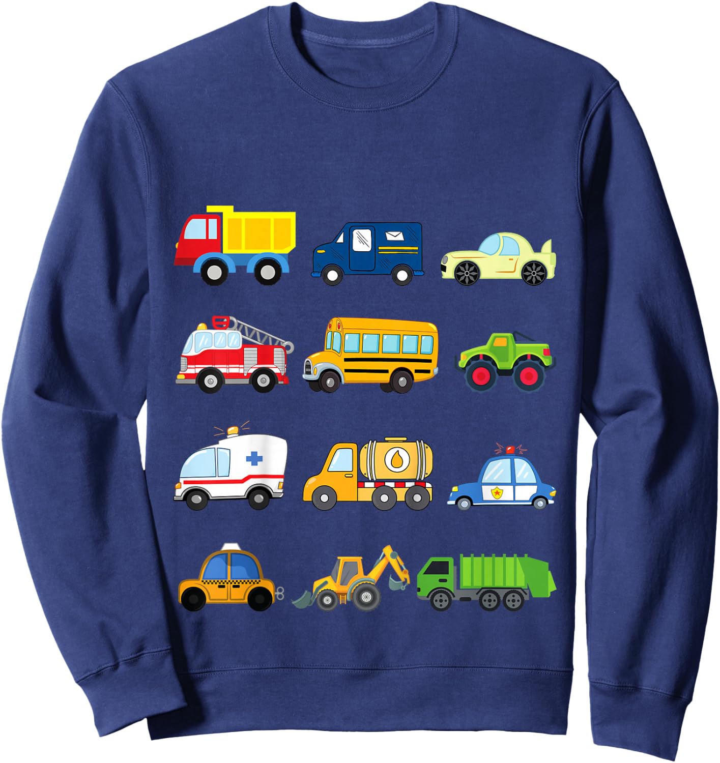 Kids Cars and Trucks and Things That Go Places Toddler Little Boy Sweatshirt - Sweatshirt | Navy