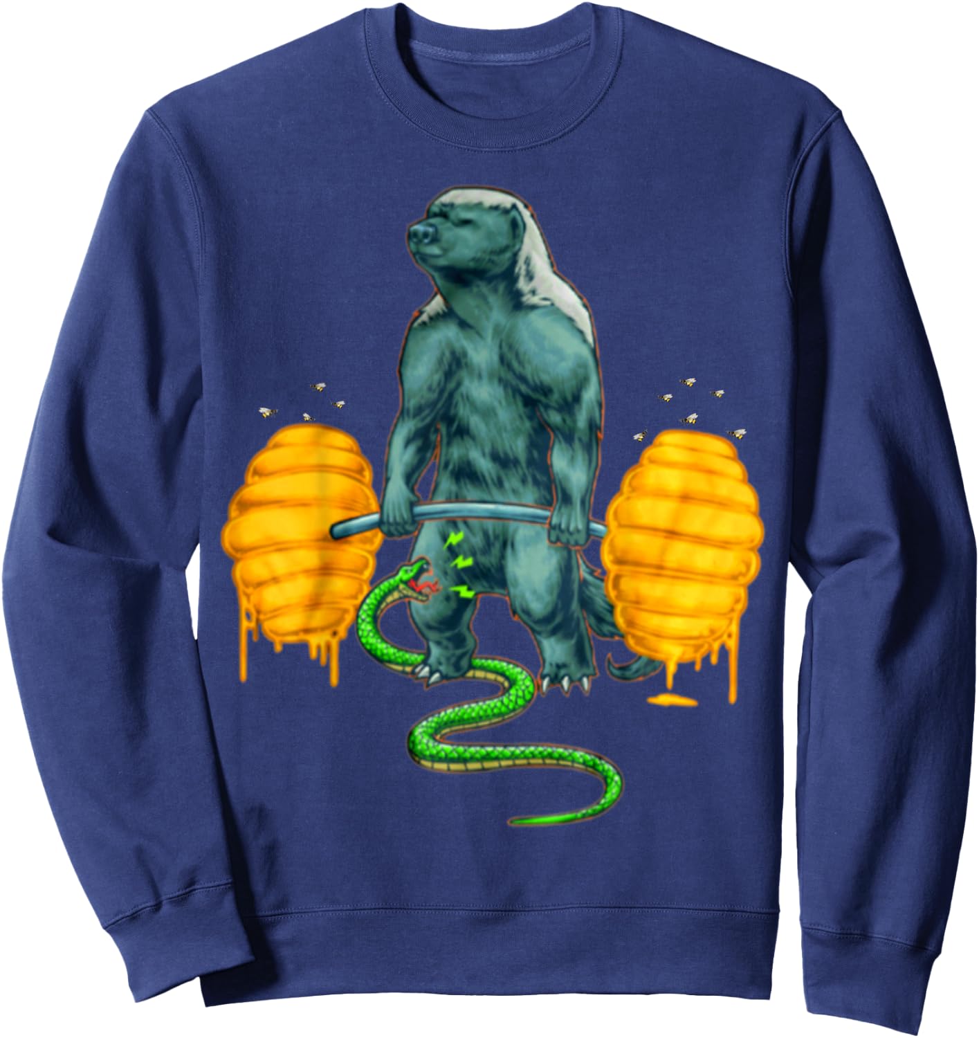 Funny Honey Badger Deadlifting Weightlifting Bodybuilding Sweatshirt - Sweatshirt | Navy