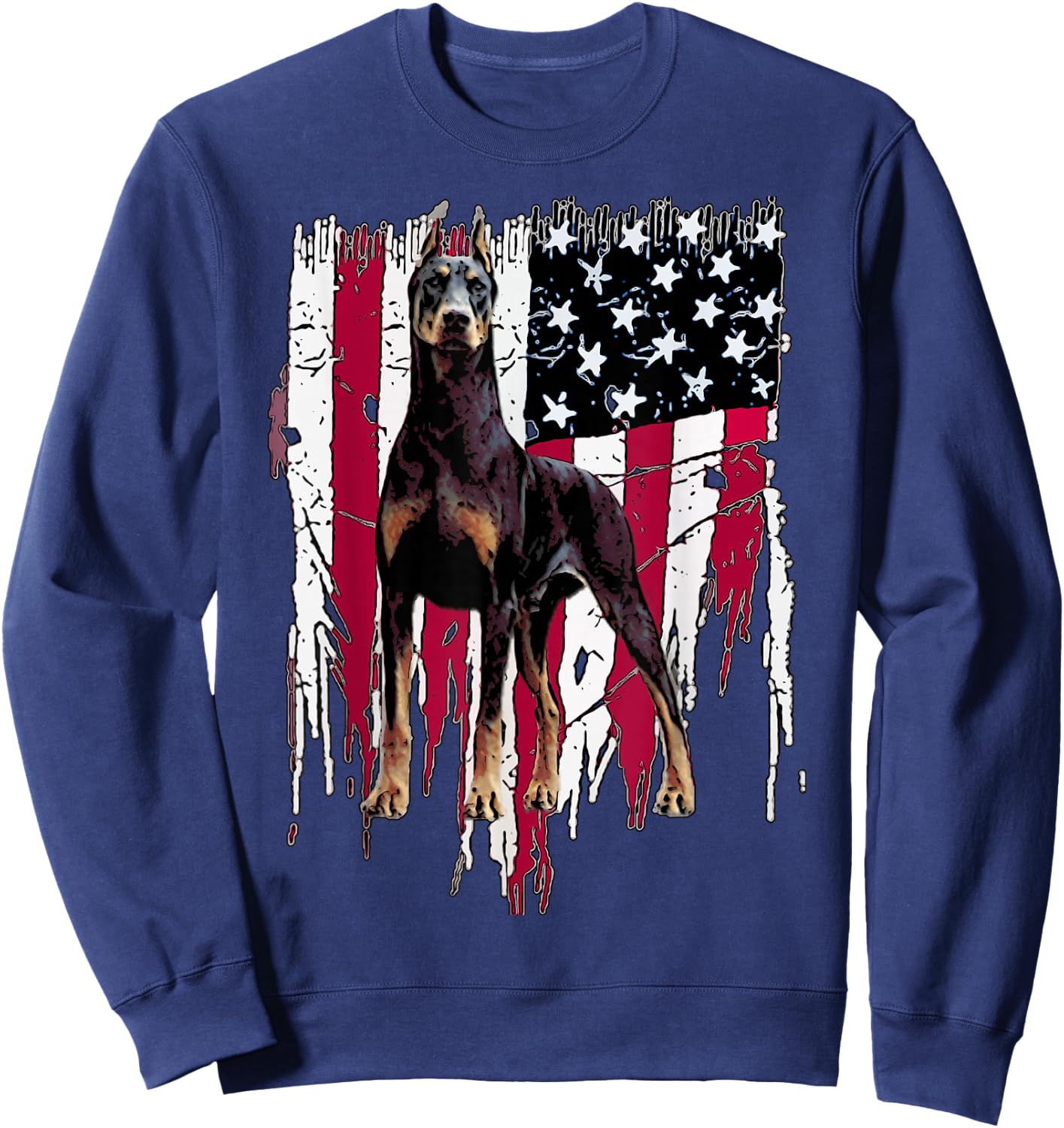 Doberman Pinscher American Flag USA Awesome Small Sweatshirt - Sweatshirt | Navy