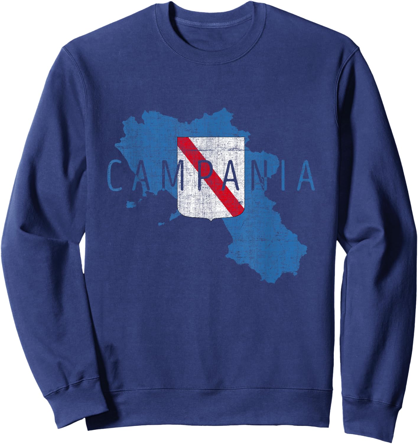 Campanian Map Word Art - Campania Italy Souvenir Sweatshirt - Sweatshirt | Navy