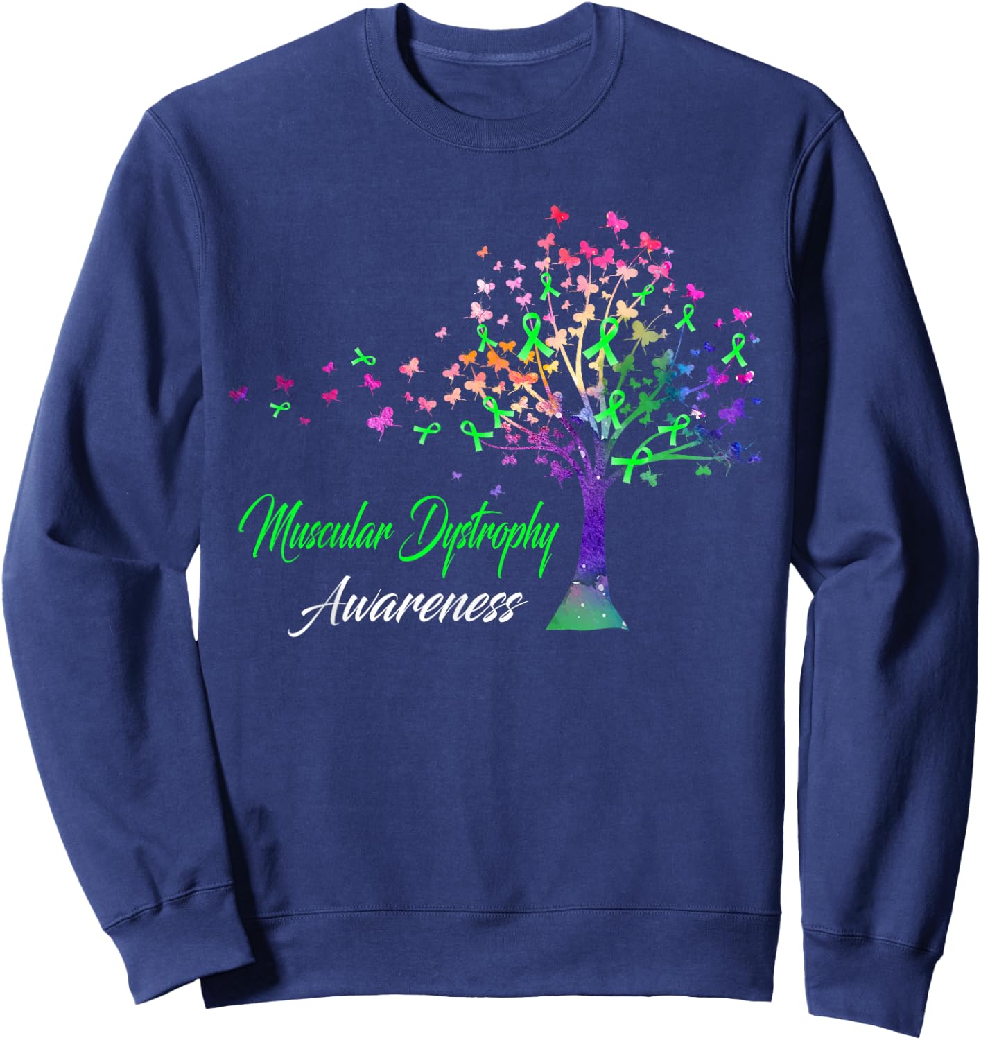 Tree Ribbon Muscular Dystrophy Awareness Sweatshirt - Sweatshirt | Navy
