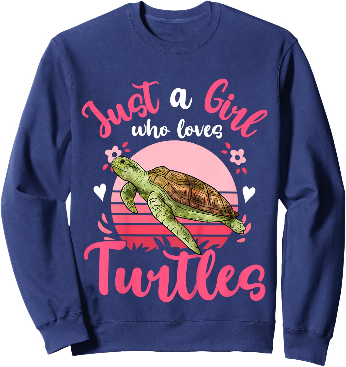Kids Sea Turtle Just a Girl Who Loves Turtles Sweatshirt - Sweatshirt | Navy