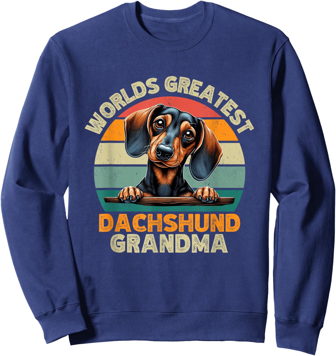 Worlds Greatest Dachshund Grandma Funny Retro Dog Owner Sweatshirt - Sweatshirt | Navy