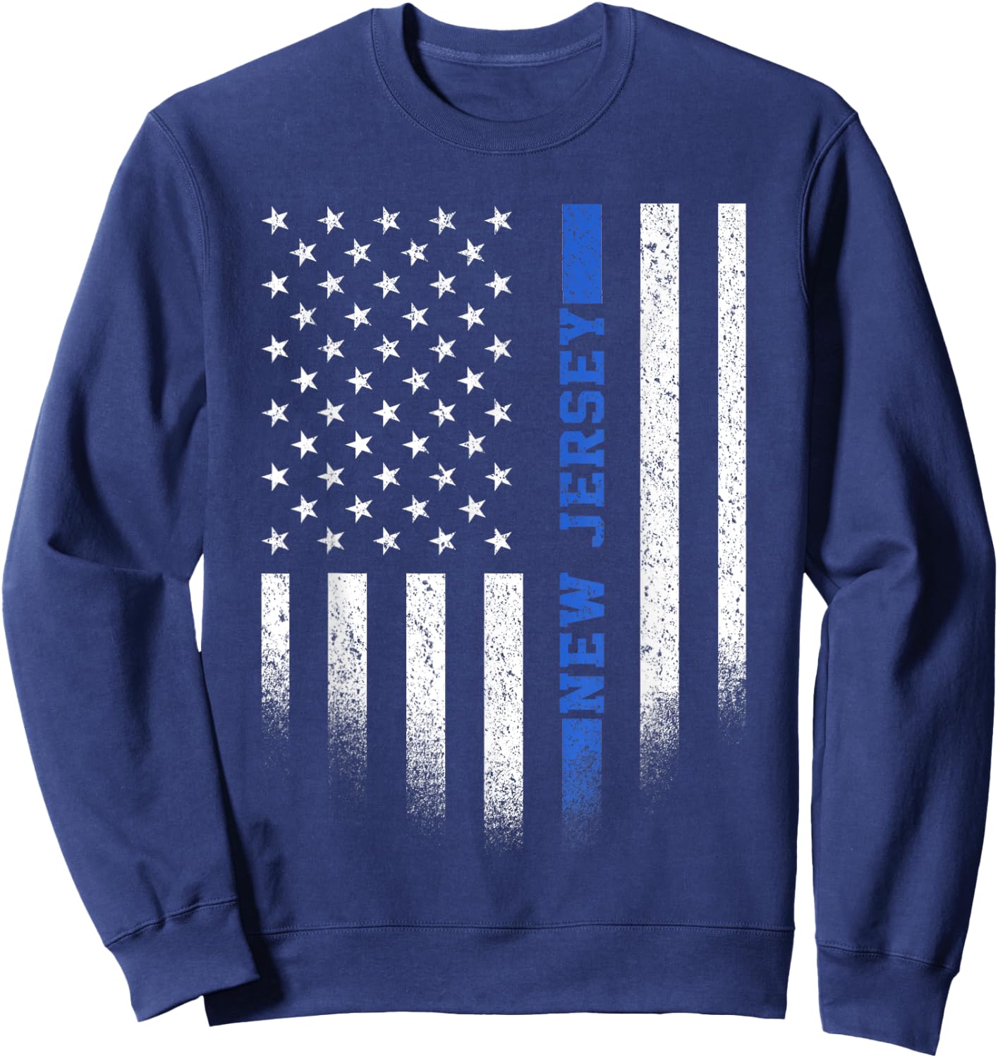 New Jersey Blue Line US Flag State NJ Police Officer Sweatshirt - Sweatshirt | Navy