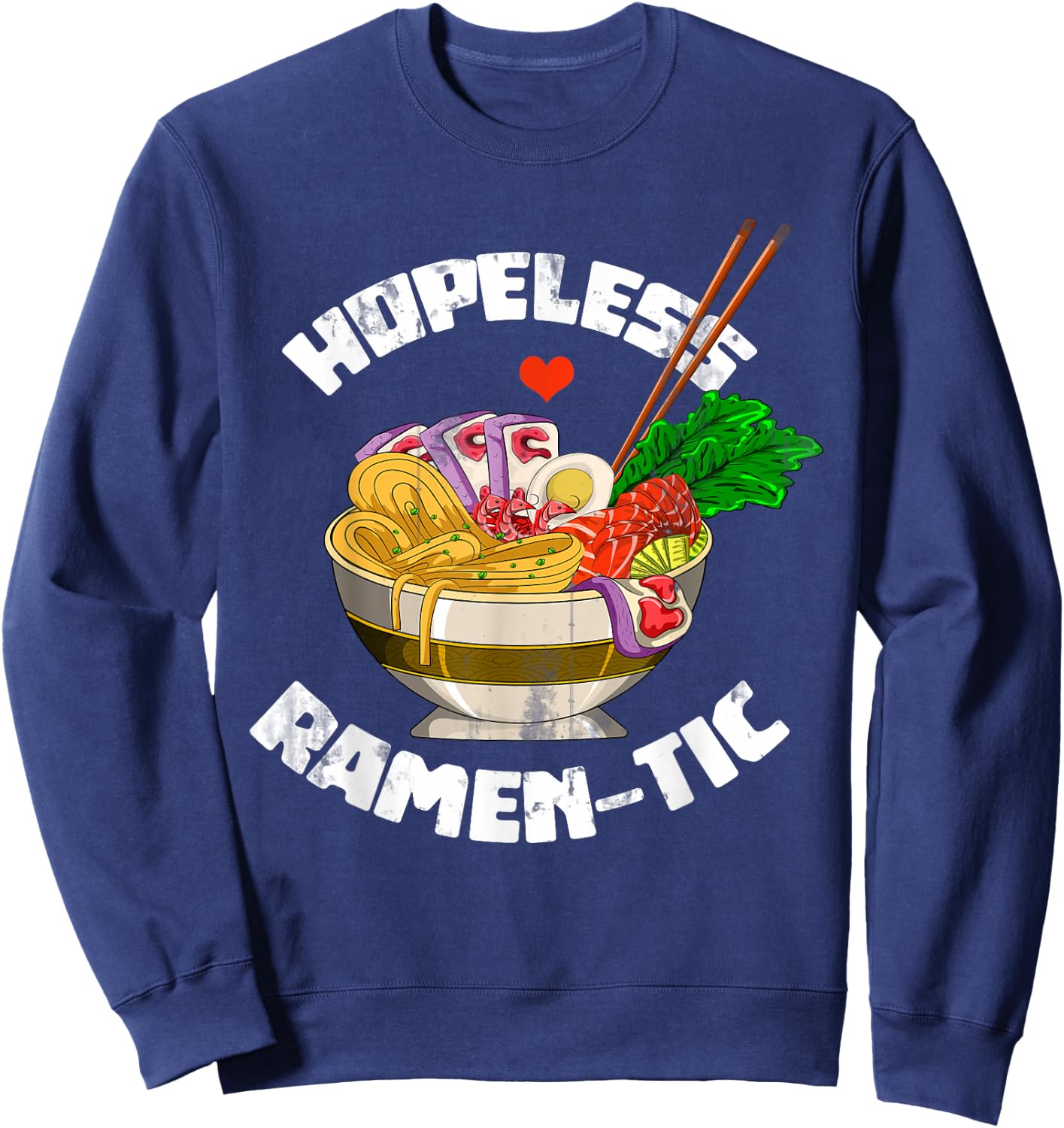 Valentines Day Gift Funny Japanese Noodle Kawaii Anime Ramen Small Sweatshirt - Sweatshirt | Navy
