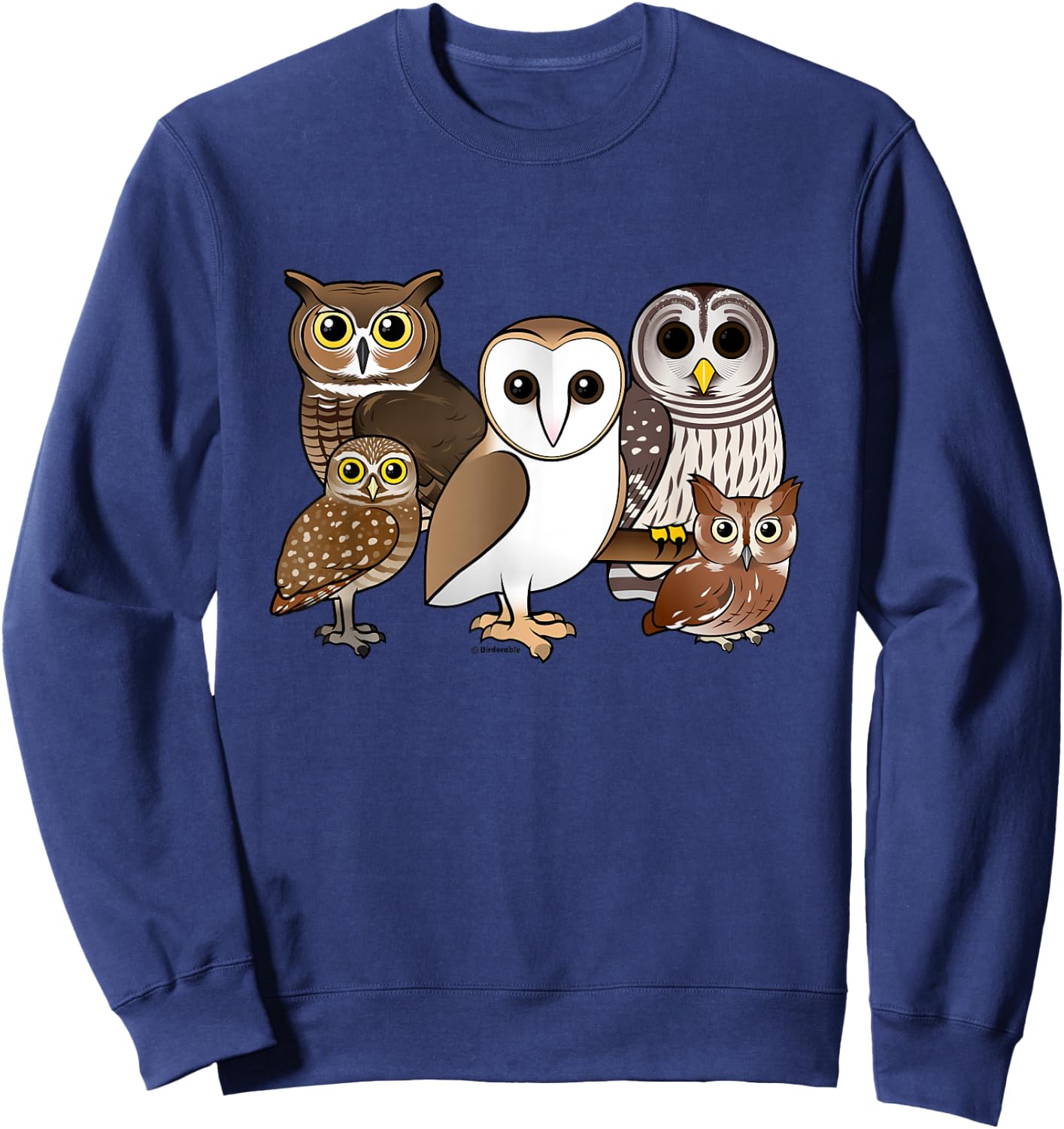 Five Different Birdorable Cartoon Owls | North America Owls Sweatshirt - Sweatshirt | Navy