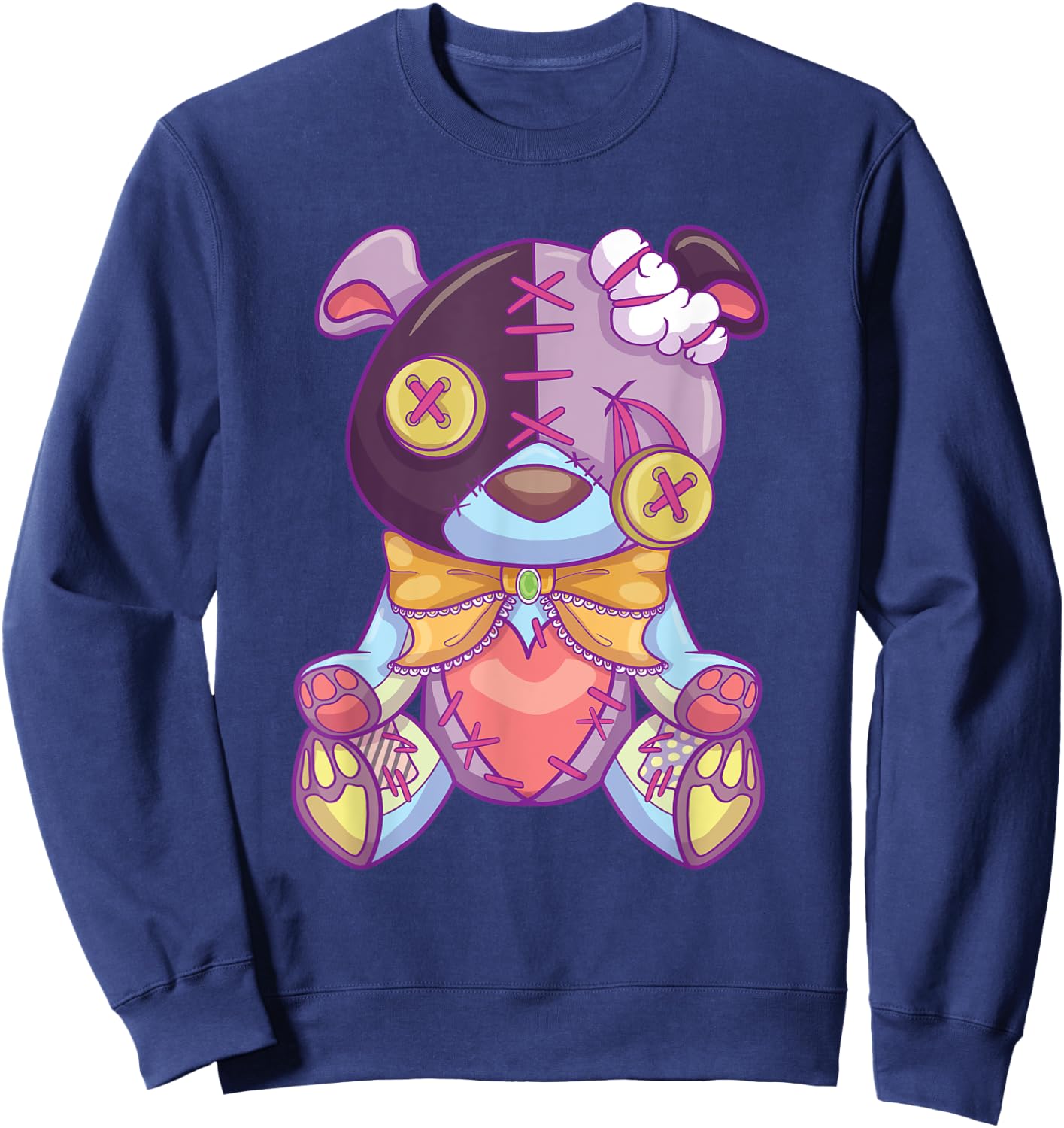 Pastel Goth Teddy Bear Japanese Anime Kawaii Menhera Sweatshirt - Sweatshirt | Navy