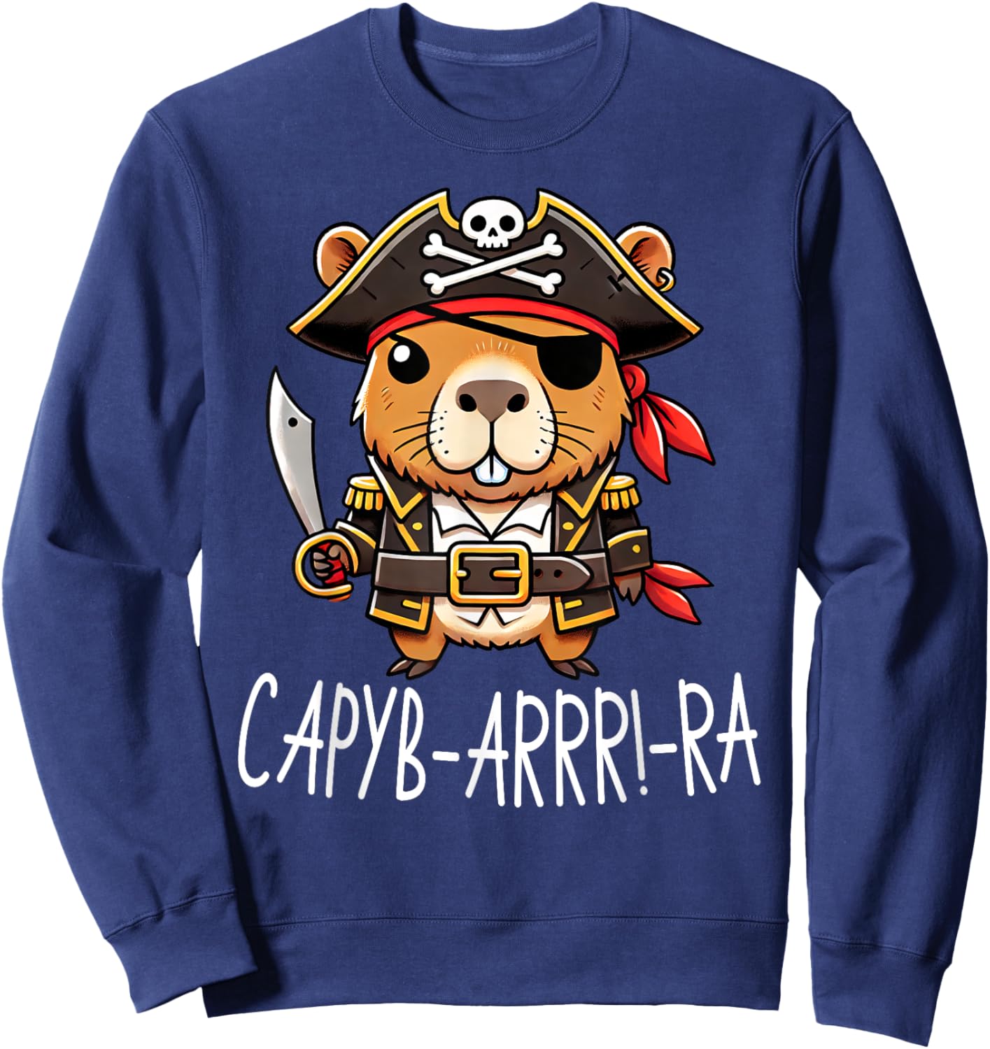 Funny Capyb-Arrr-Ra Pirate Capybara Halloween Boys Girls Sweatshirt - Sweatshirt | Navy